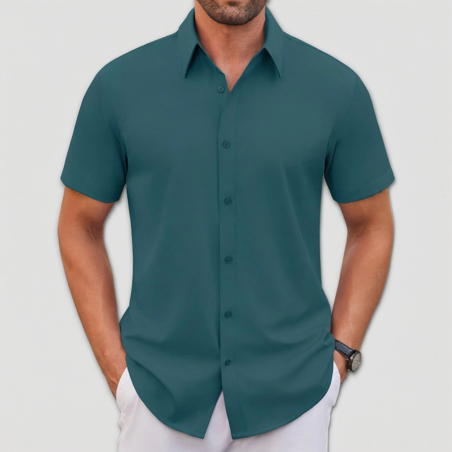 COOFANDY Mens Short Sleeve Button Down Shirts  Collared Casual Dressy Tops