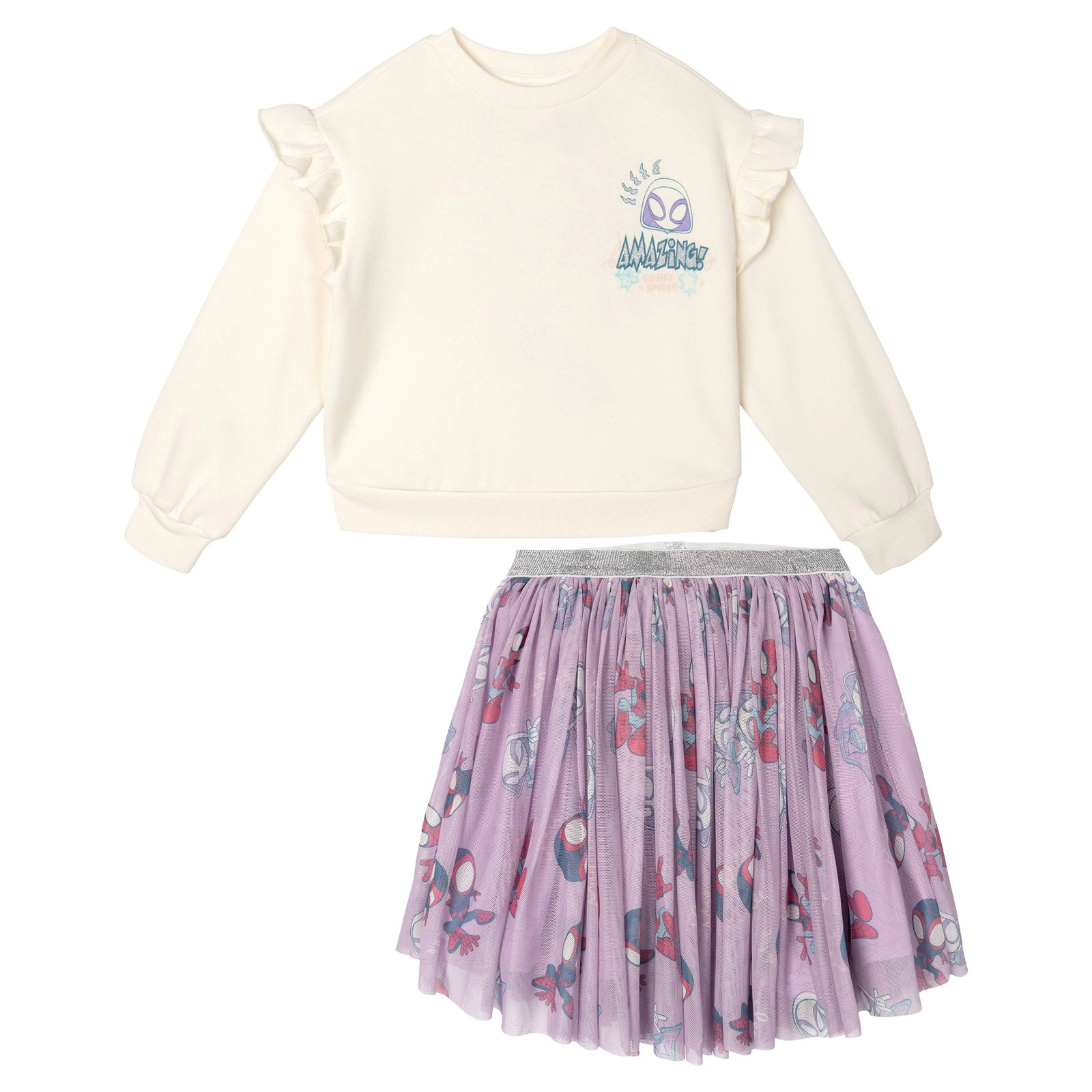 Marvel Spidey and His Amazing Friends Girls' Fleece Sweatshirt Tulle Skirt Set
