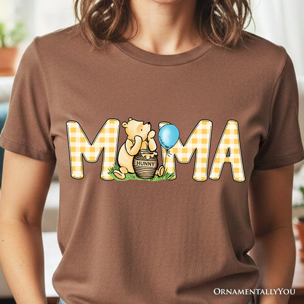 OrnamentallyYou Womens Gingham Mama Winnie-The-Pooh 1926 A.A. Milne T-Shirt
