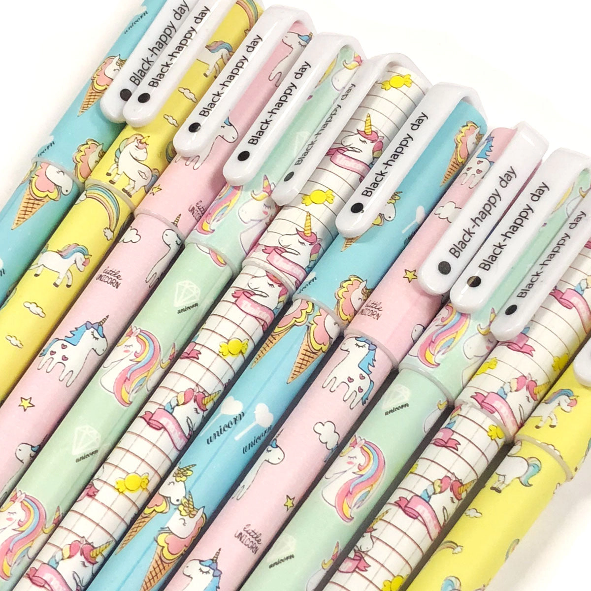 Wrapables Unicorn Flamingo Gel Ink Pens, 0.5mm Fine Point, Unicorn Black Ink, Set of 10