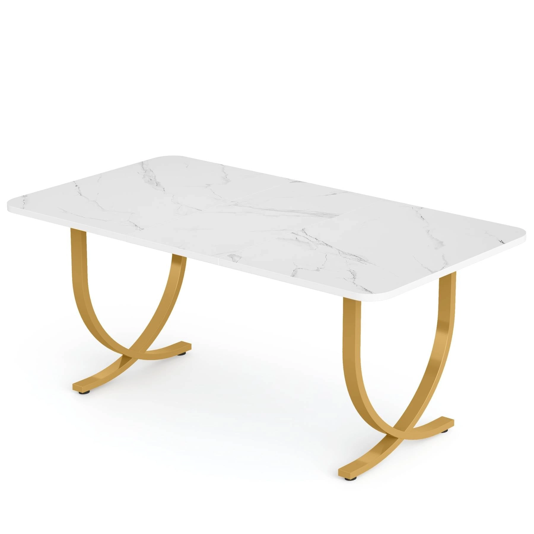 Tribesigns 63" Dining Table, Modern Kitchen Table with Faux Marble Table Top