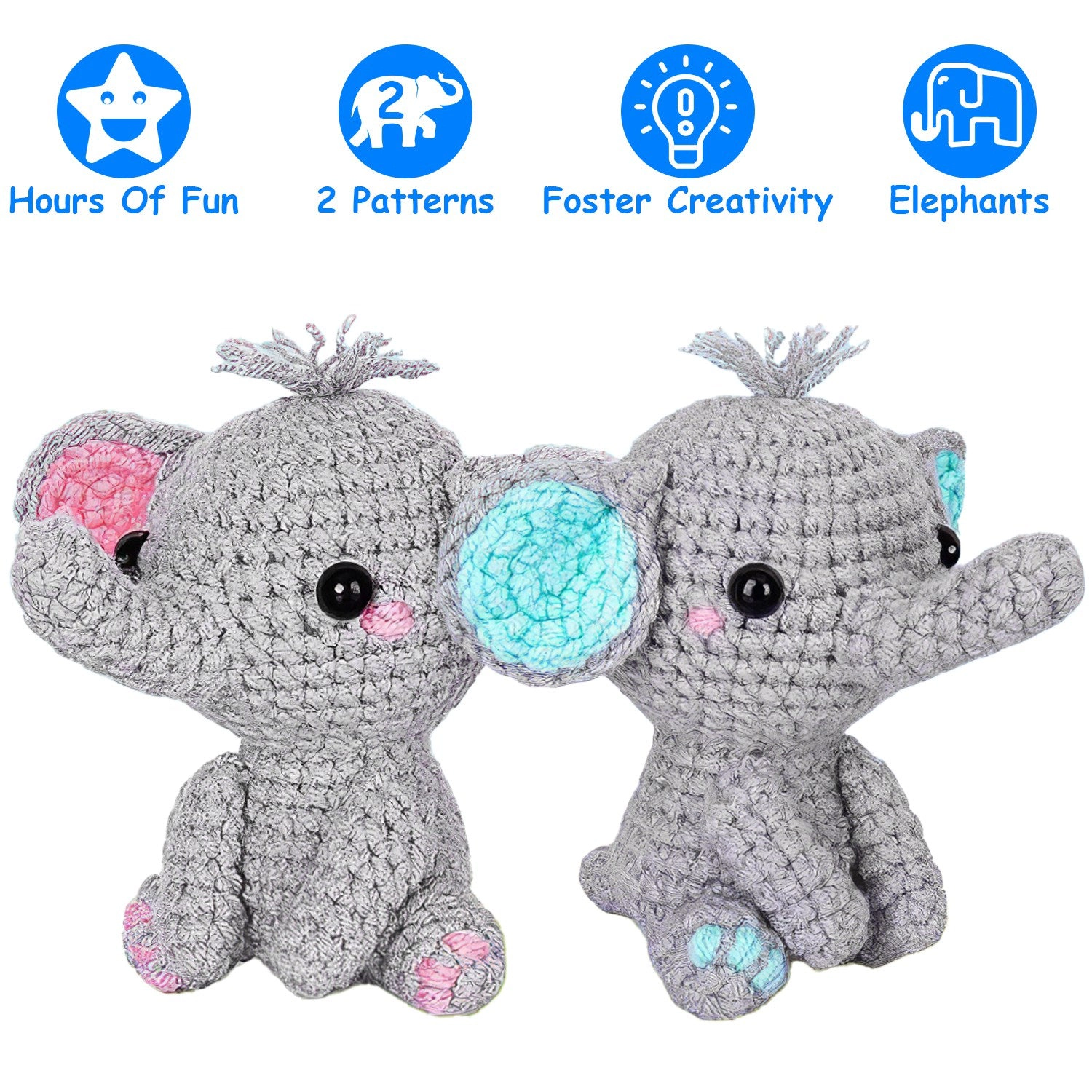 GBruno Beginner Crochet Kit With 2 Elephant Patterns