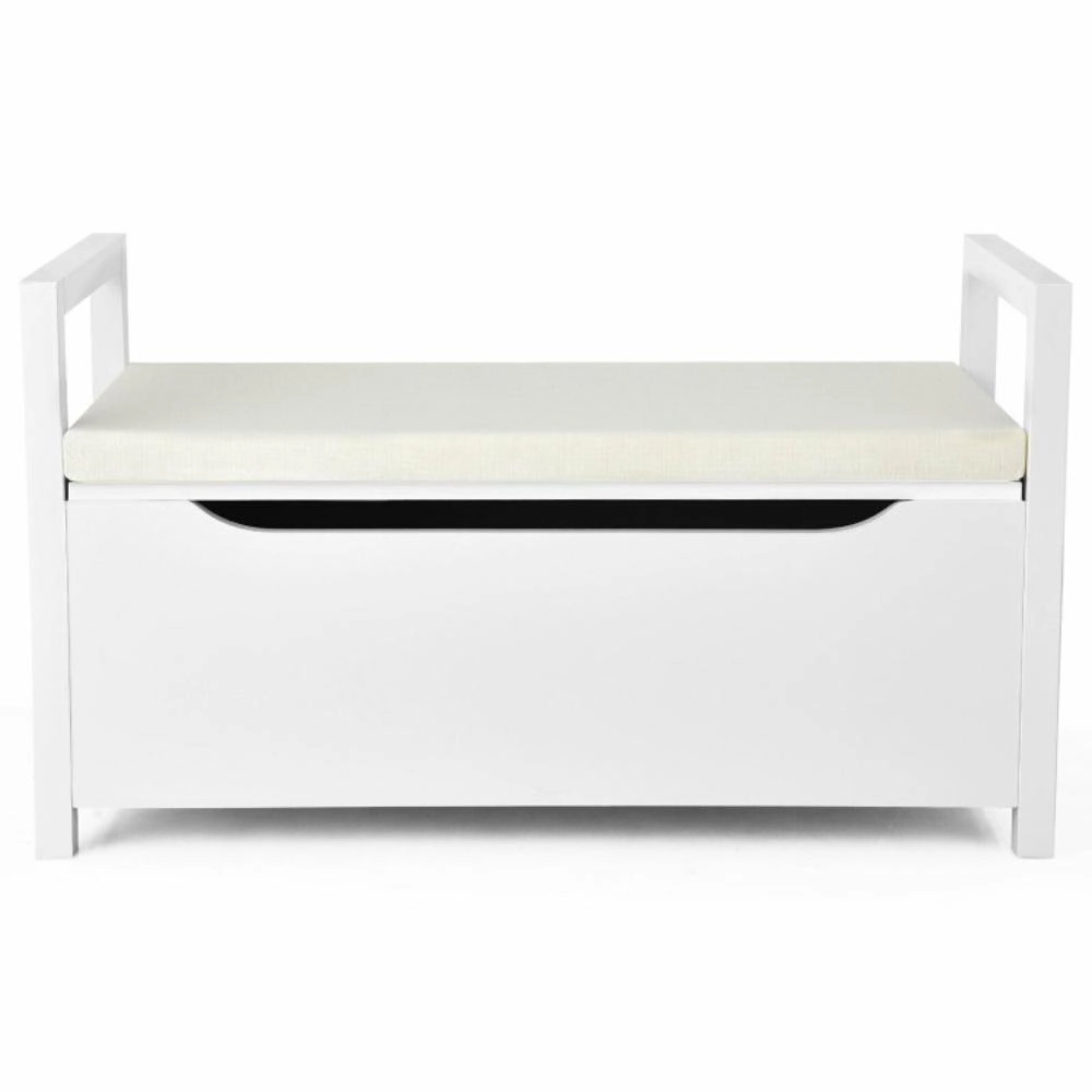 Hivvago 34.5 Ã—15.5 Ã—19.5 Inch Shoe Storage Bench with Cushion Seat for Entryway