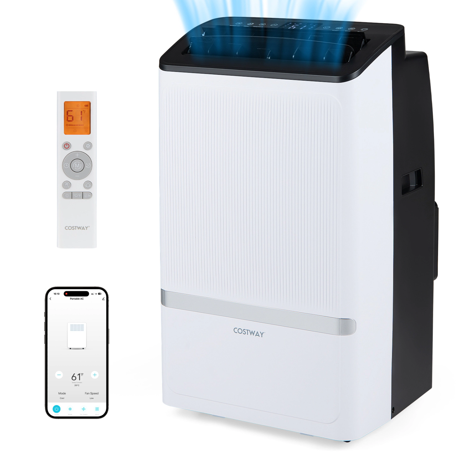 LJG 14000 BTU WiFi Enabled Portable Air Conditioner with Dehumidifier and 24H Timer