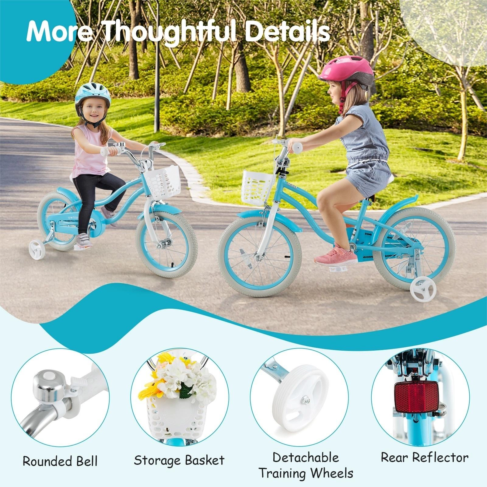 SUGIFT Kids Blue 16-in Bike with Dual Brake System and Front Storage Basket 145-lb Seat Capacity Ages 3-8