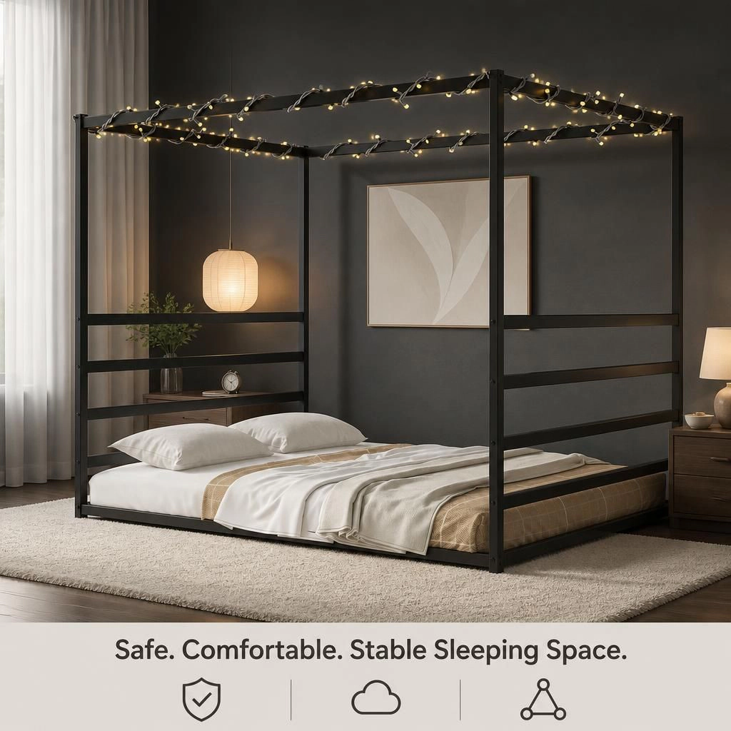 GOODSILO Full Size Iron Platform Bed Frame