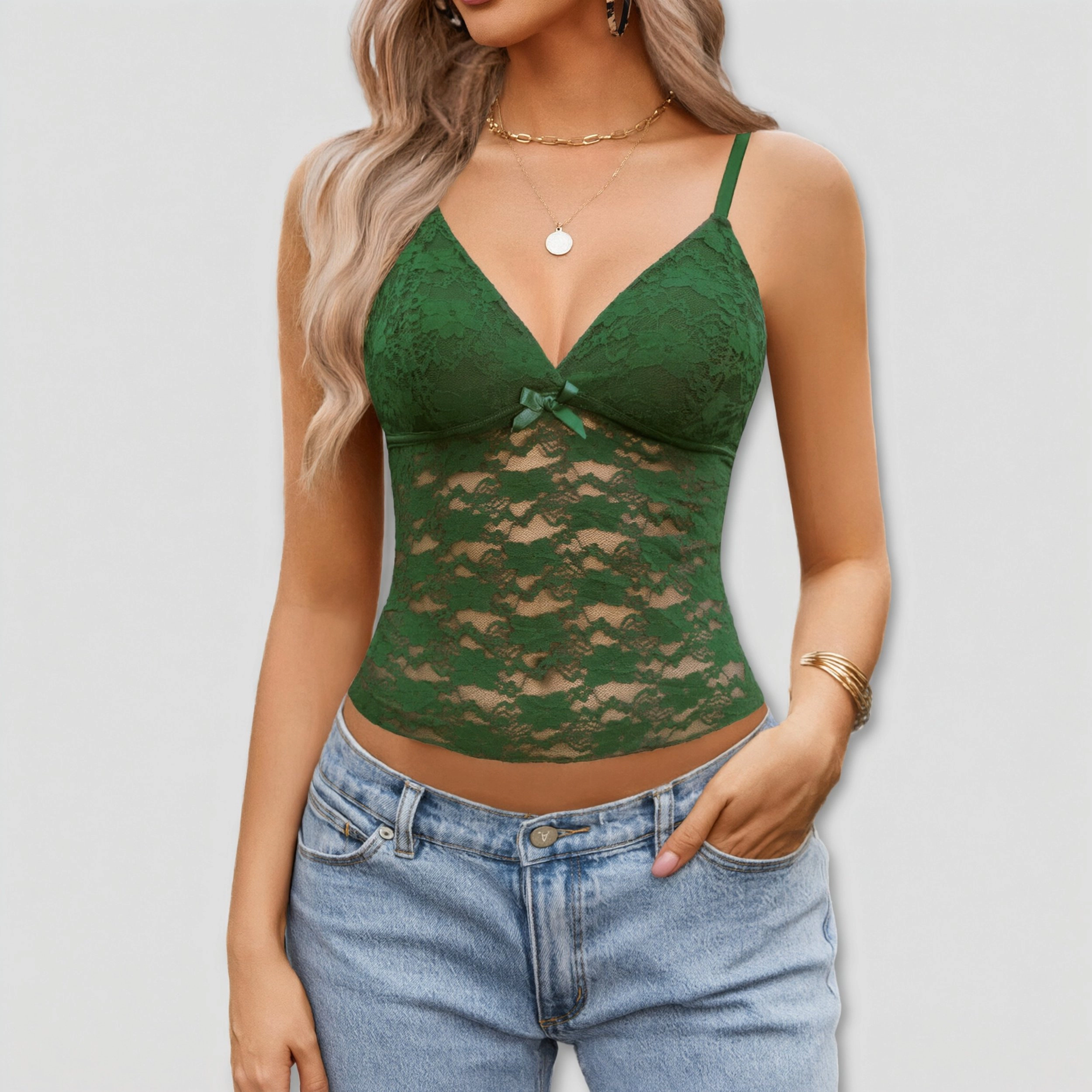 Avidlove Women's V Neck Sheer Floral Lace Spaghetti Strap Camisole Tank Top