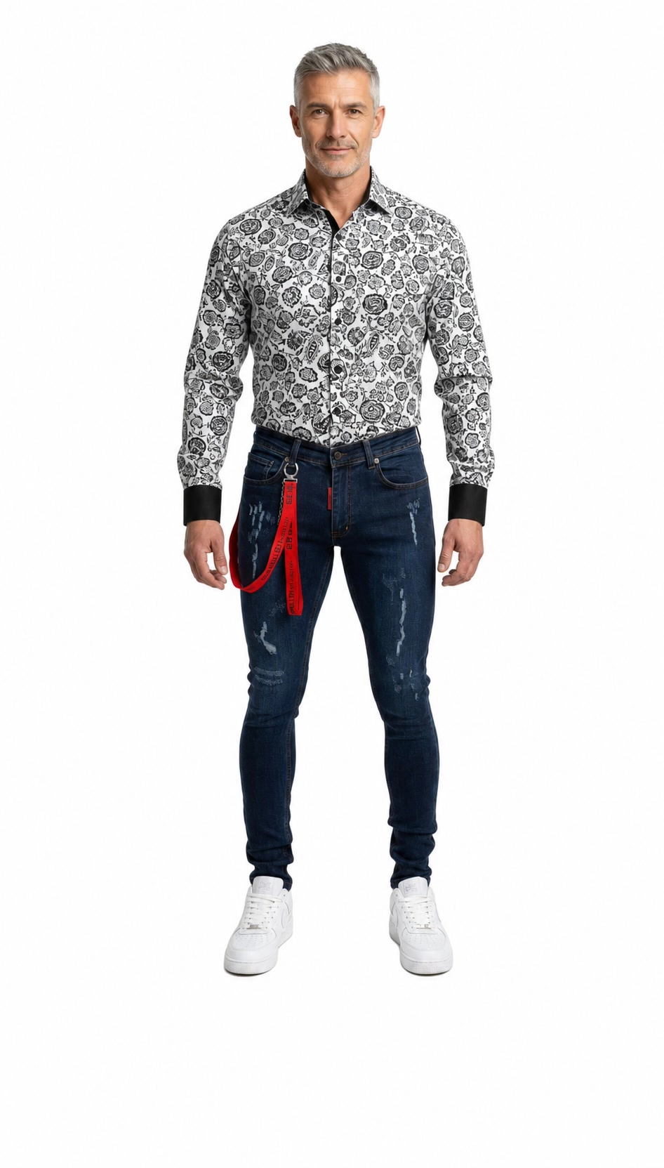 Elie Balleh Men's Rugged Ripped Skinny Jeans
