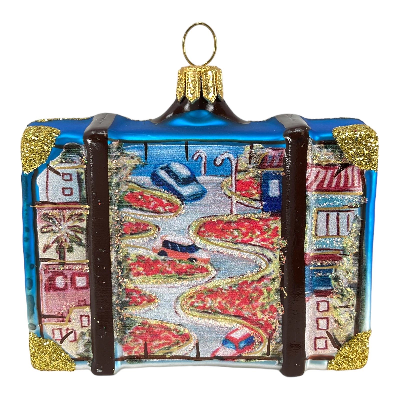 Pinnacle Peak Trading Company San Francisco California Travel Suitcase Polish Glass Christmas Ornament