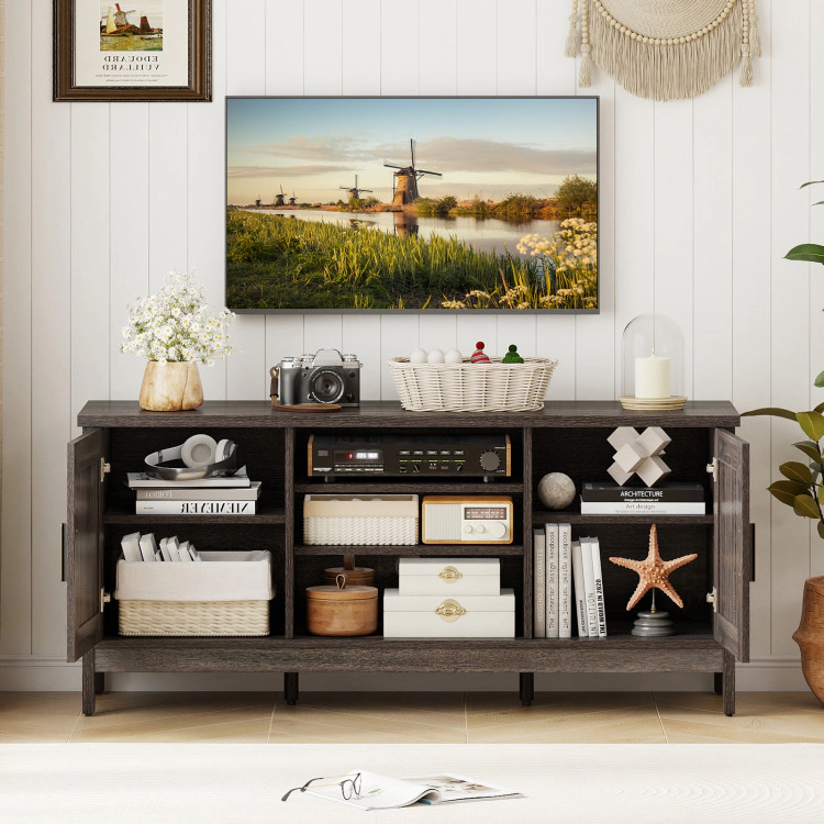 Hivvago Farmhouse Tv Stand For Tvs Up To 65 Inch Entertainment Center With 2 Storage Cabinets