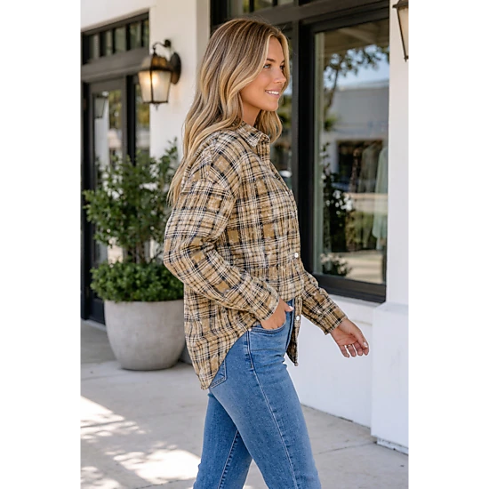 Threaded Pear Women's Raina Sleeve Down Shirt Long Sleeve Top