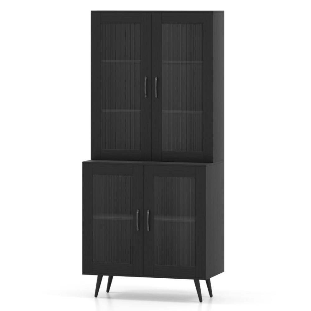 Hivvago 70.5 Inch Tall Kitchen Pantry Cabinet Cupboard With 4 Transparent Doors