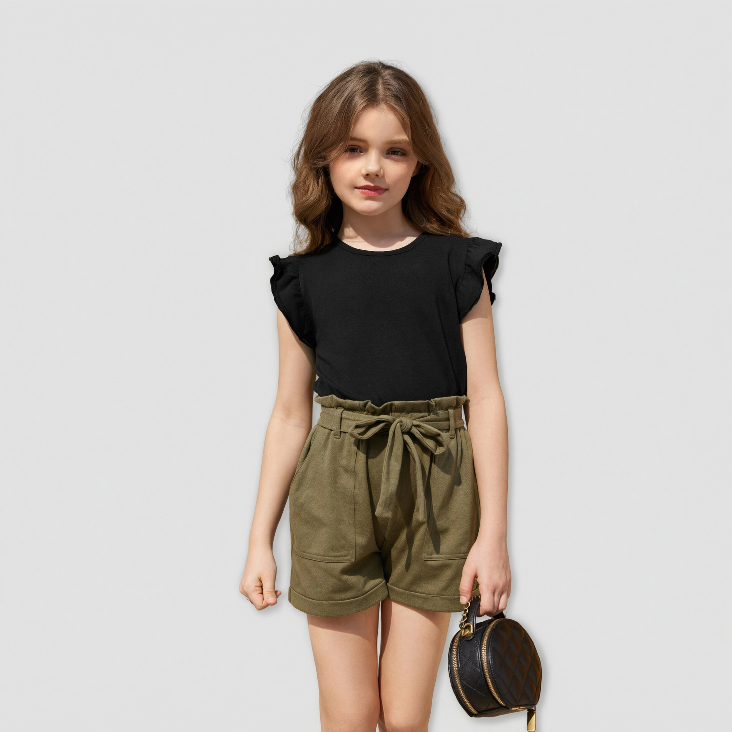 Arshiner Girls Short Sleeve T Shirt Cute Flying Sleeves Summer Casual Blouse Tunic Tops