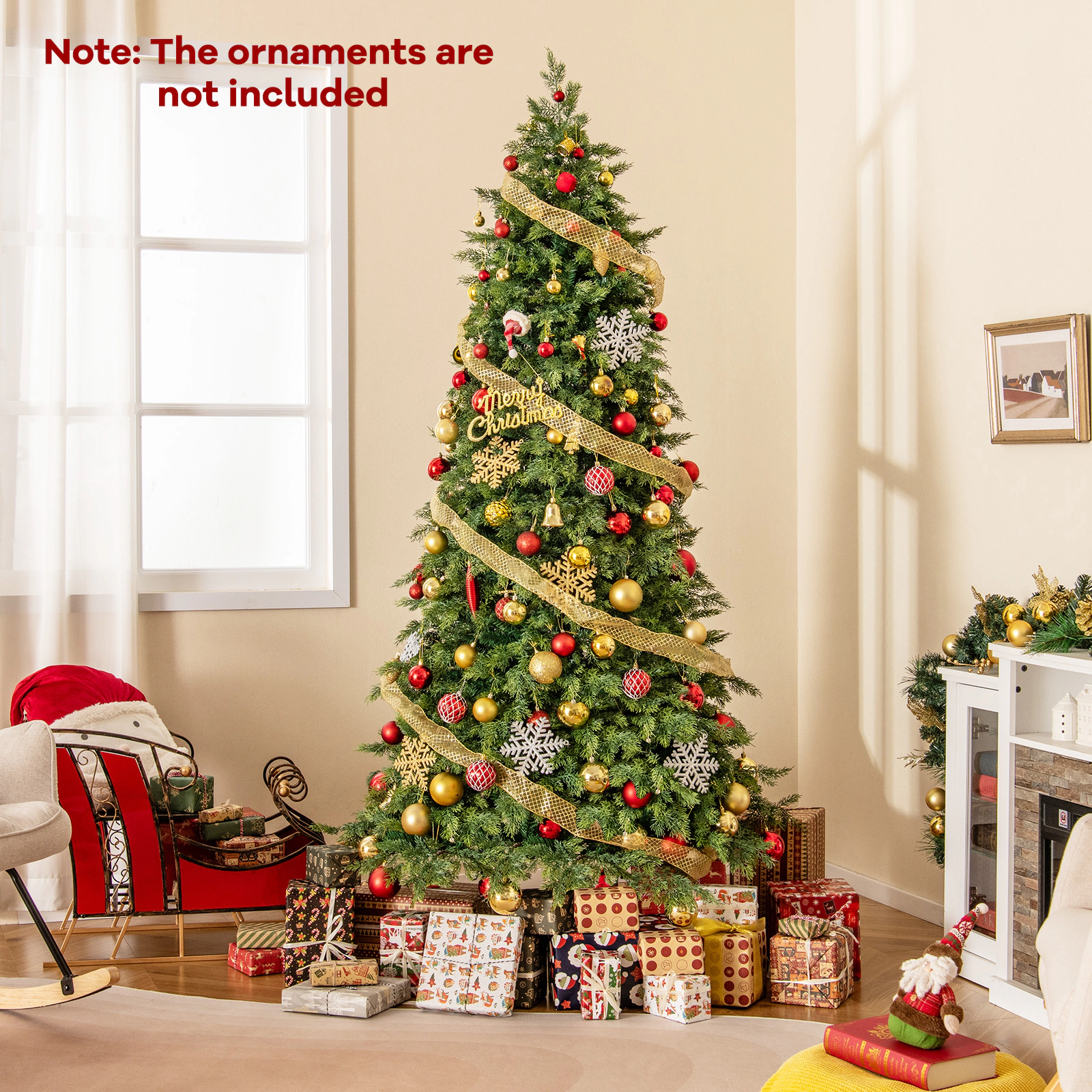 LJG Artificial Christmas Tree Green Hinged Holiday Tree with 721/1019 Lush Branch Tips