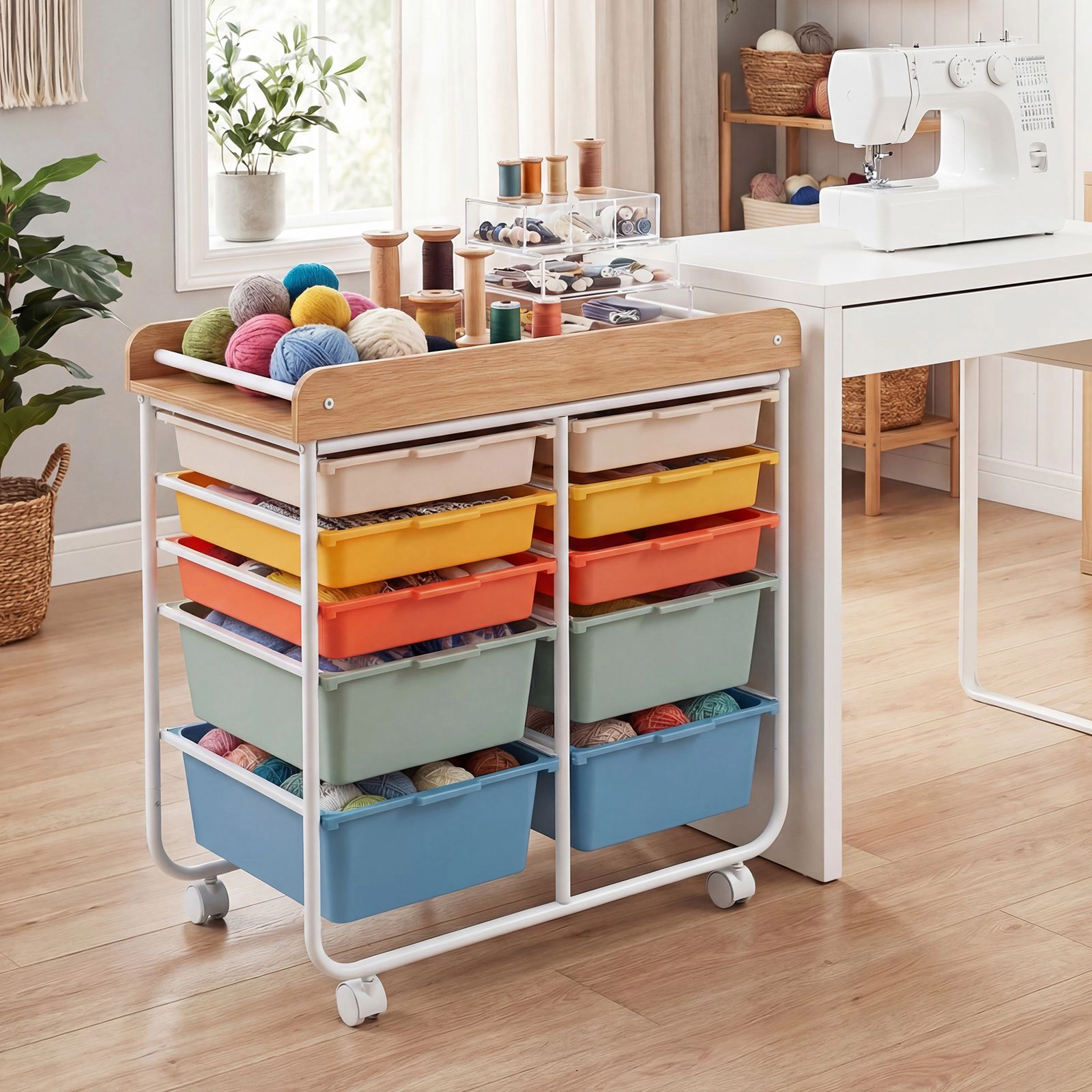 SlickBlue Utility Drawer Cart with Wheels for Office Craft Storage