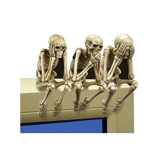 Pacific Giftware See Speak and Hear No Evil Skeleton Halloween Shelf Sitters Statue Figurine 3.75 inch