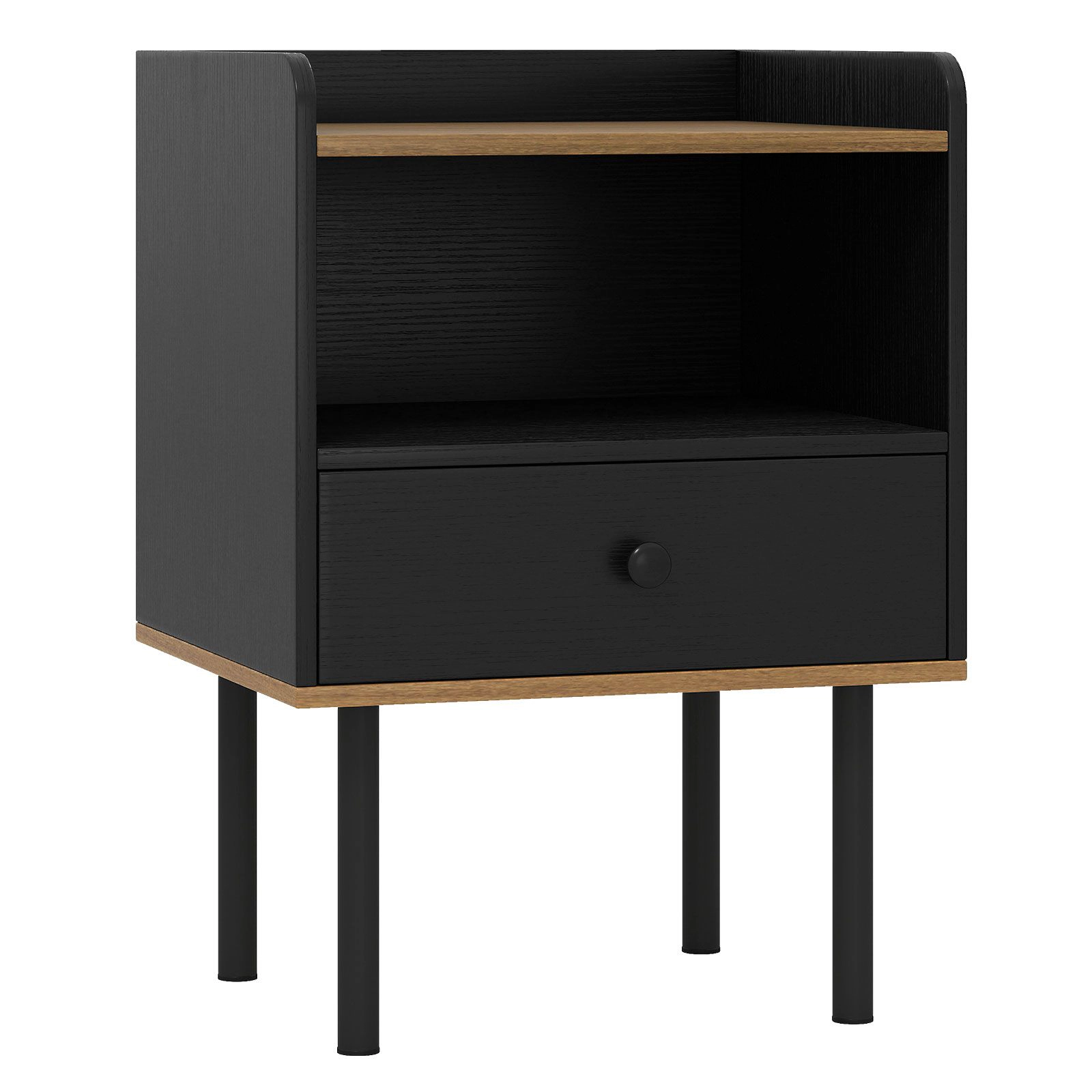 SlickBlue Unisex Modern Nightstand with Drawer and Open Shelf