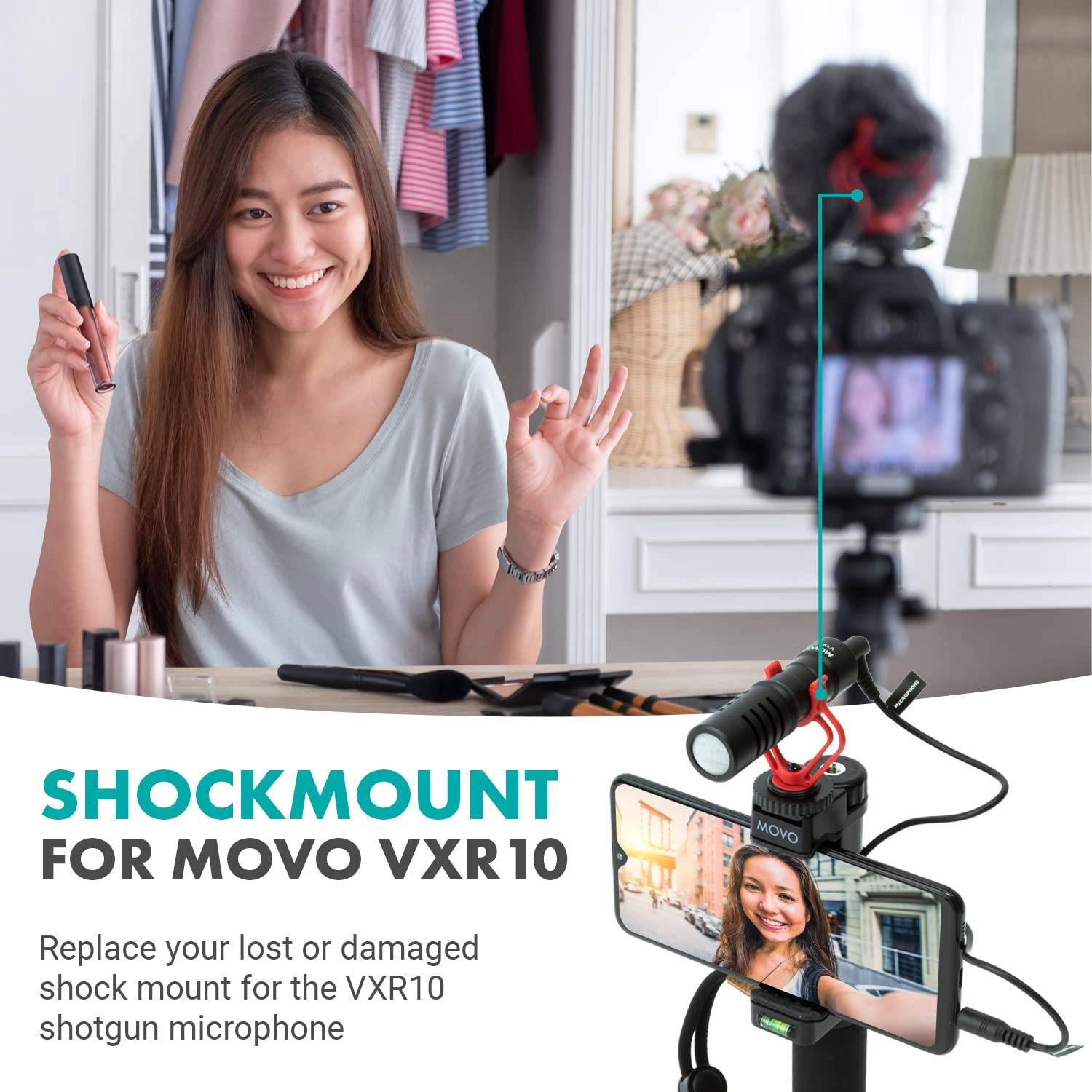 Movo SMVXR10 Replacement Shockmount for VXR10 Shotgun Camera Microphone