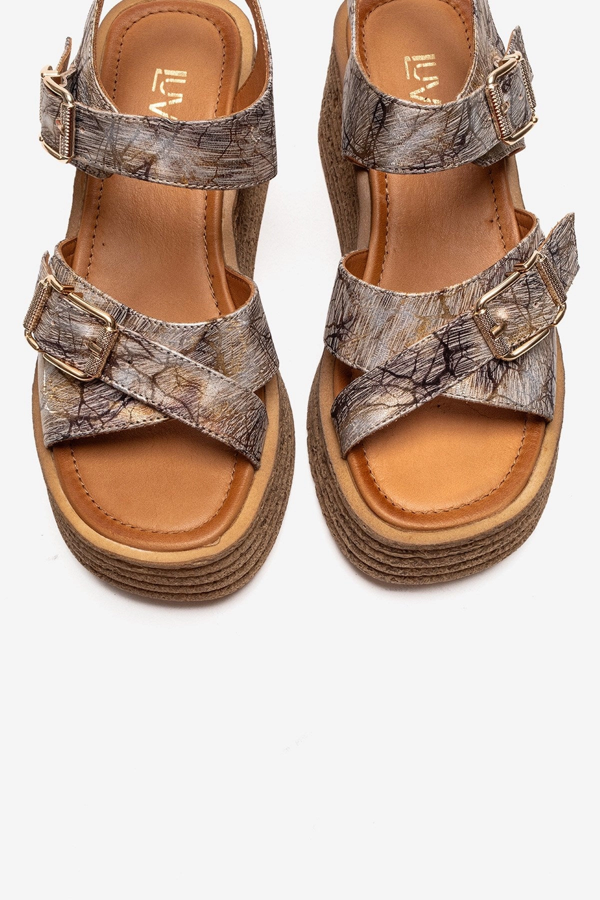 Forever & Always Womens Mirette Leather Platform Sandals