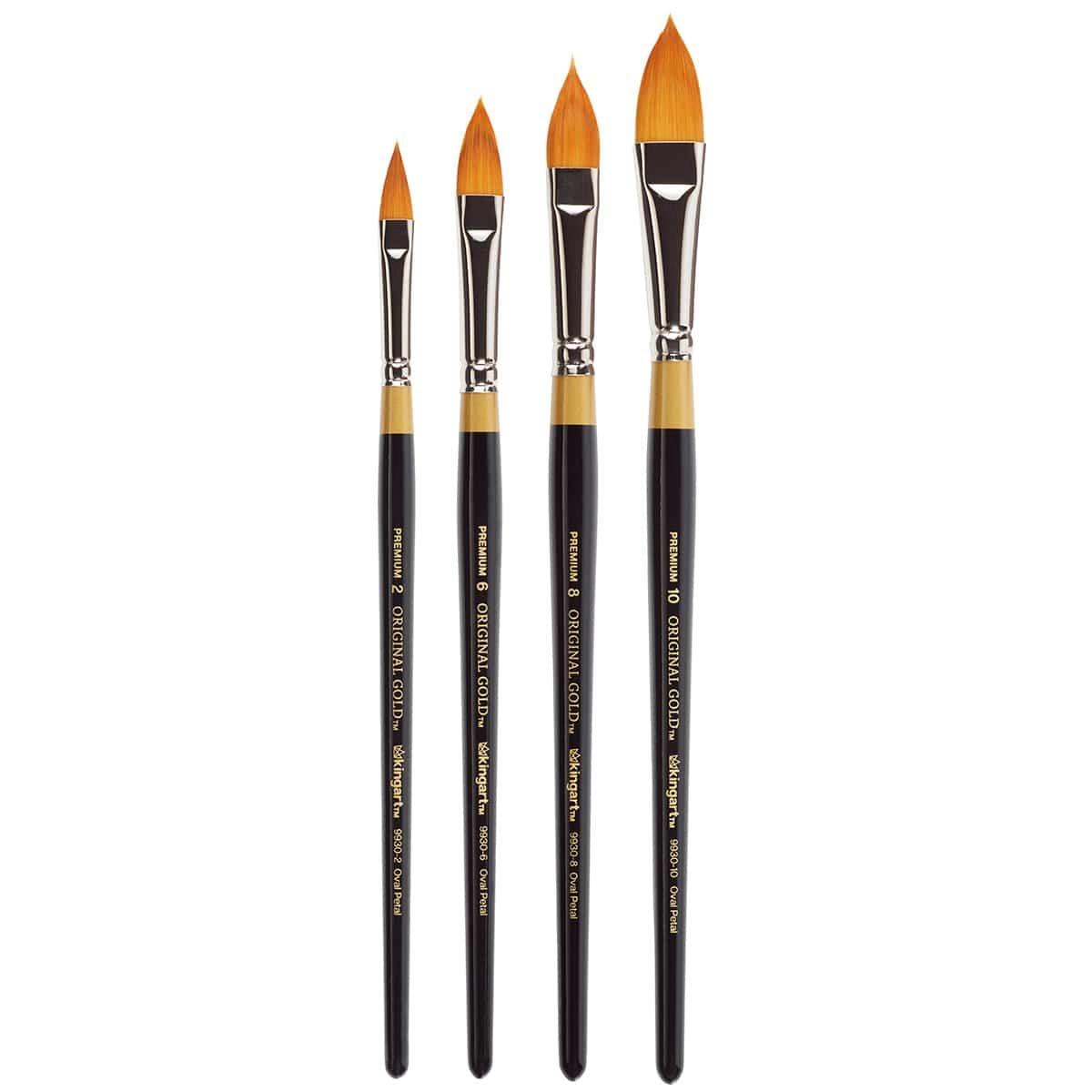 KINGART Original Gold 9930 Flora Oval Golden Taklon Brush Set - 4 pc