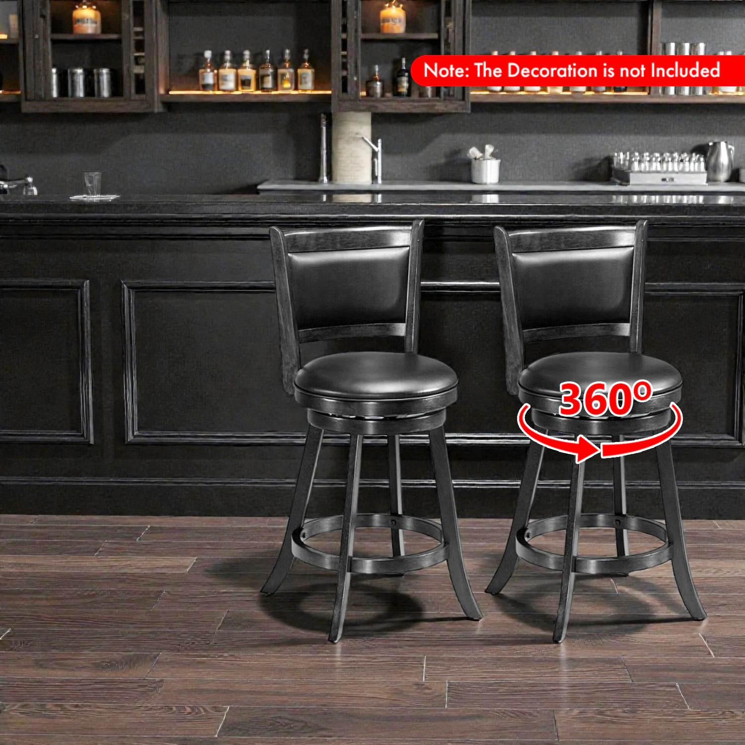 Hivvago Swivel Counter Stools with Comfortable Upholstered Dining Seats