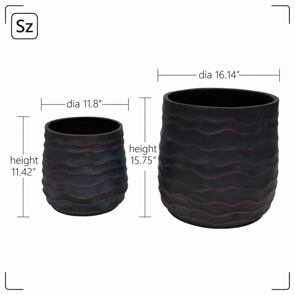 WOW PIONEER Large Round Magnesium Oxide Garden Planter for Flowers Herbs Shrubs Greenery Patio Yard Entrance