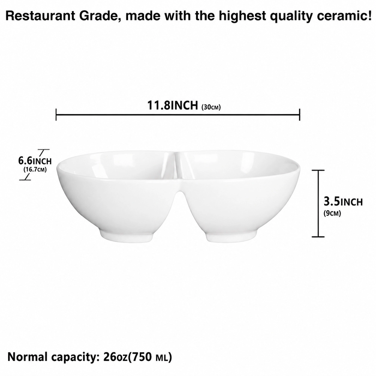 WZK Set of 2 Ceramic Chip Dip Bowls Divided Serving Platter