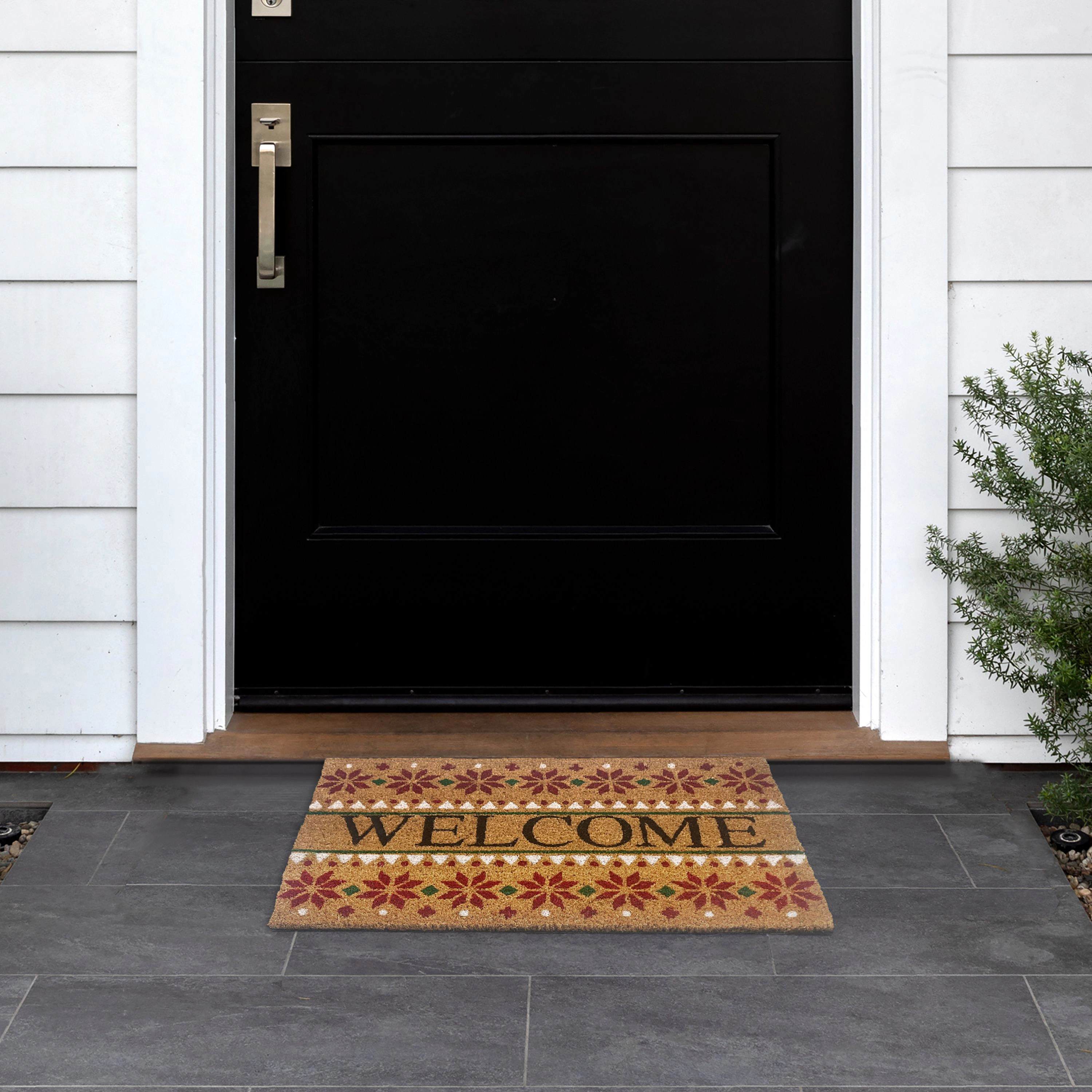 Kate Aurora Festive Christmas Snowflakes Bristled Outdoor Welcome Mat - 18"x30"
