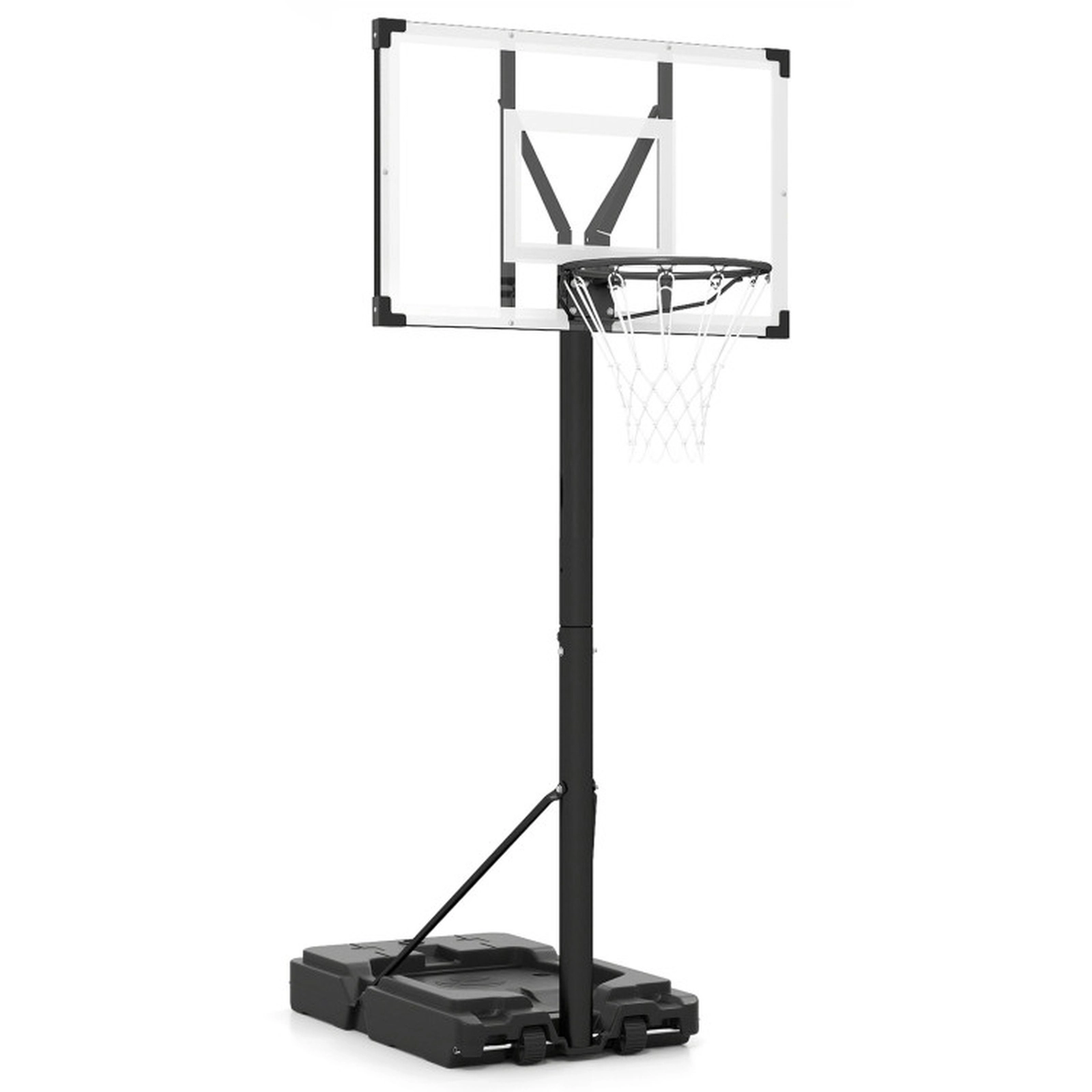 SUGIFT Black Portable Basketball Hoop with Shatterproof PC Backboard and Fillable Base 4.43-ft to 10-ft H 18-in Rim
