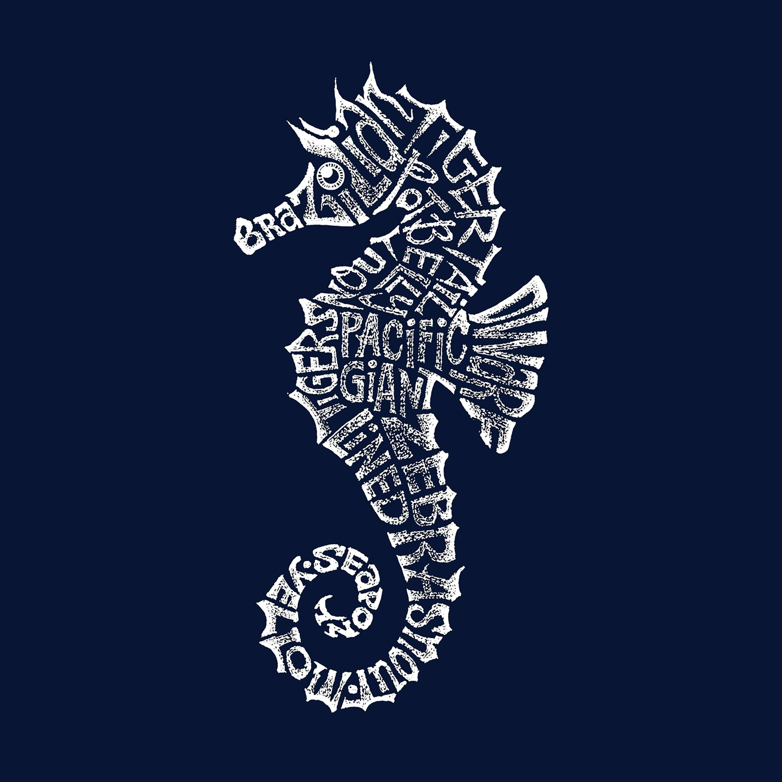 LA Pop Art Men's Seahorse Word T-Shirt - Regular Fit