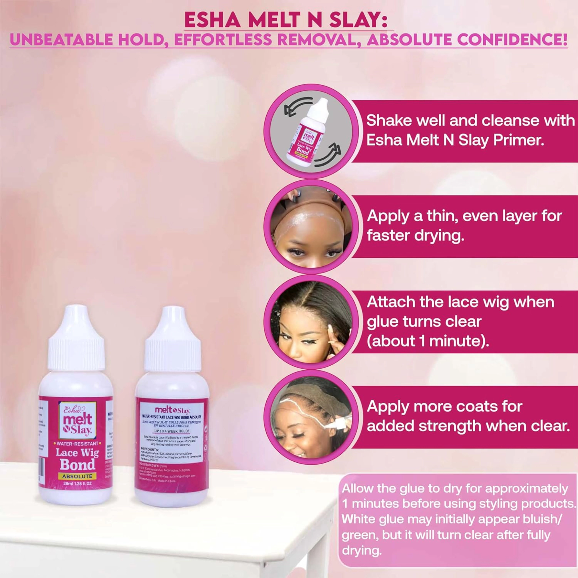 Esha Unisex Lace Wig Glue Melt N Slay Absolute Lace Wig Bond