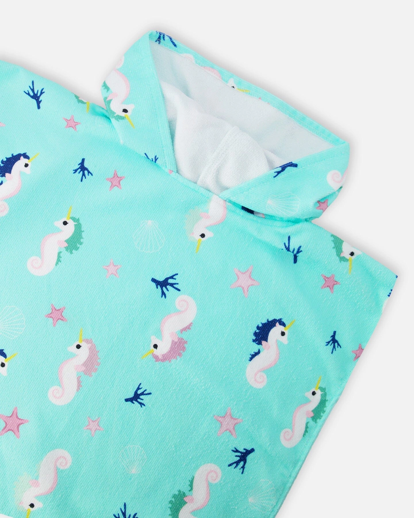 Deux par Deux Girls Hooded Beach Towel Seahorse Print