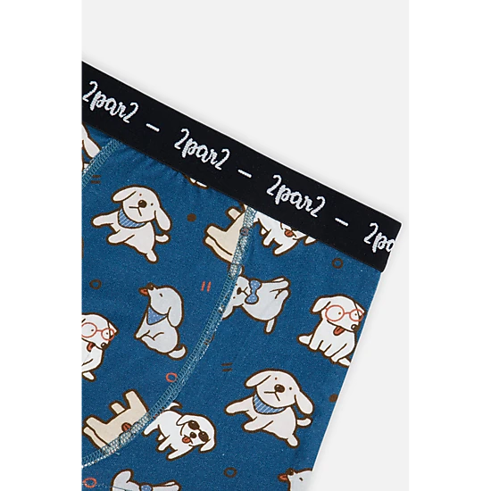 Deux par Deux Boys Elk, Dog and Dinosaur Print Boxer Pack of 3 with Elastic Waistbands