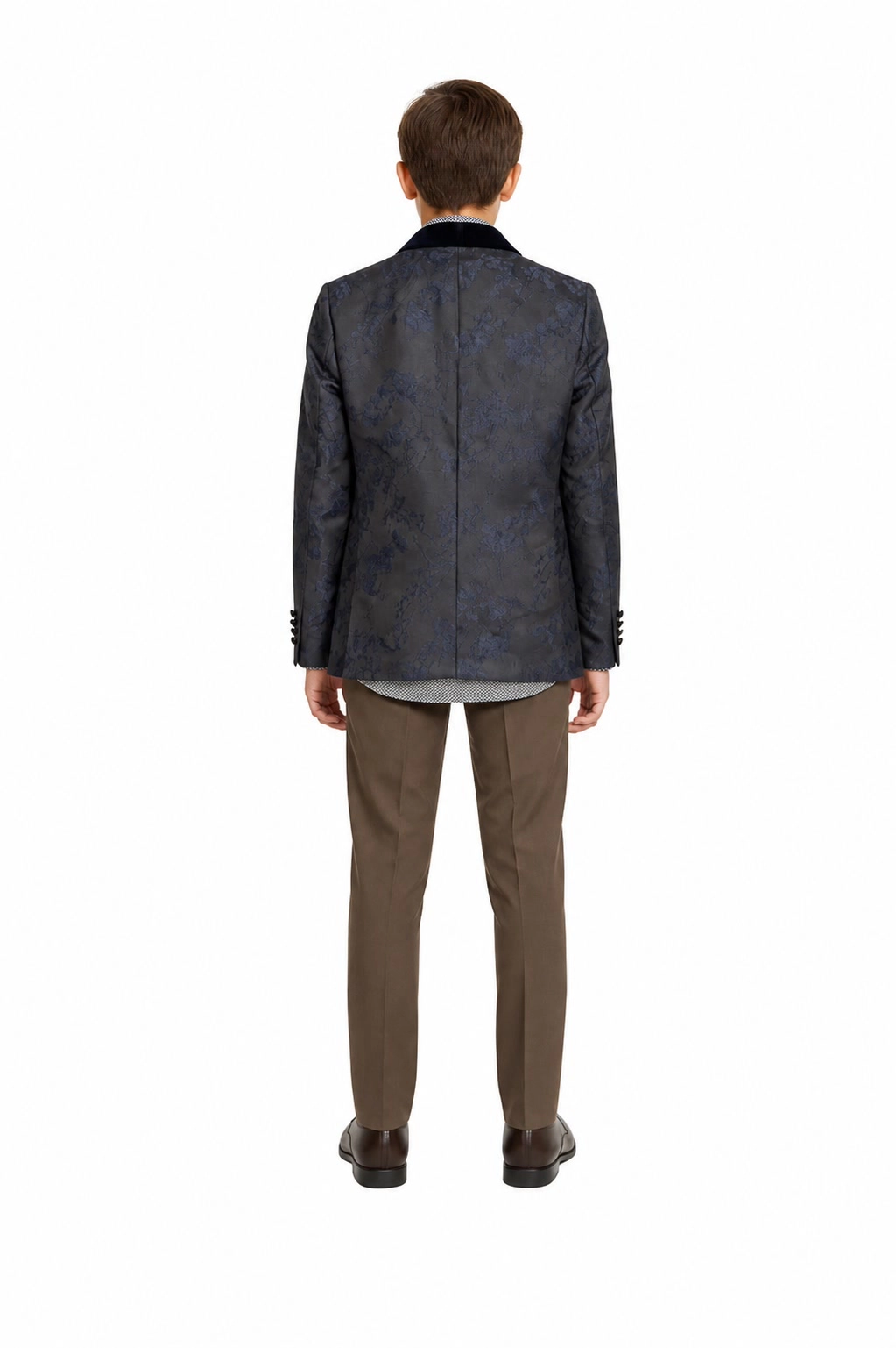 Elie Balleh Boys Slim Fit Floral Shawl Collar Blazer