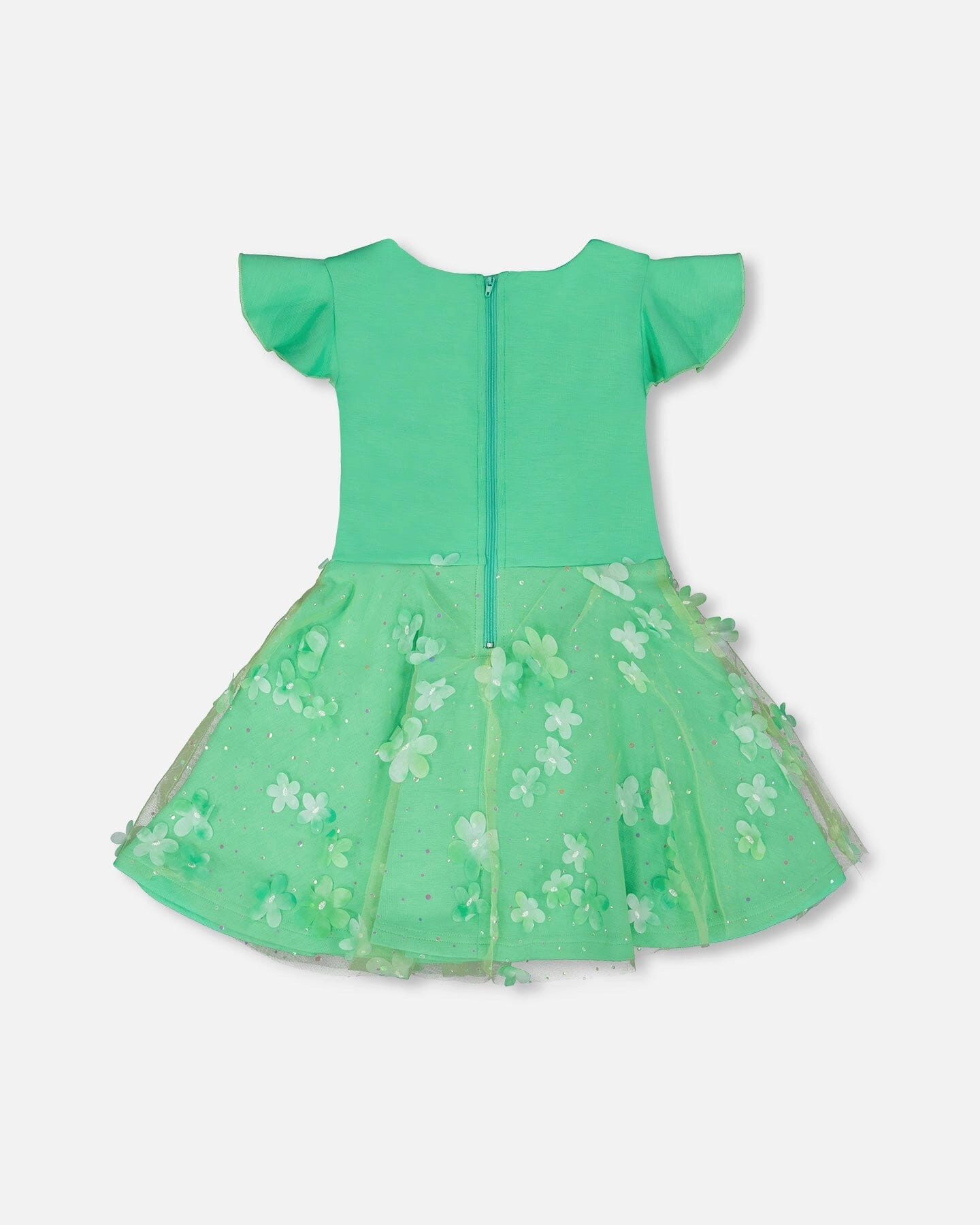 Deux par Girls Bi-Material Short Flutter Sleeve Dress