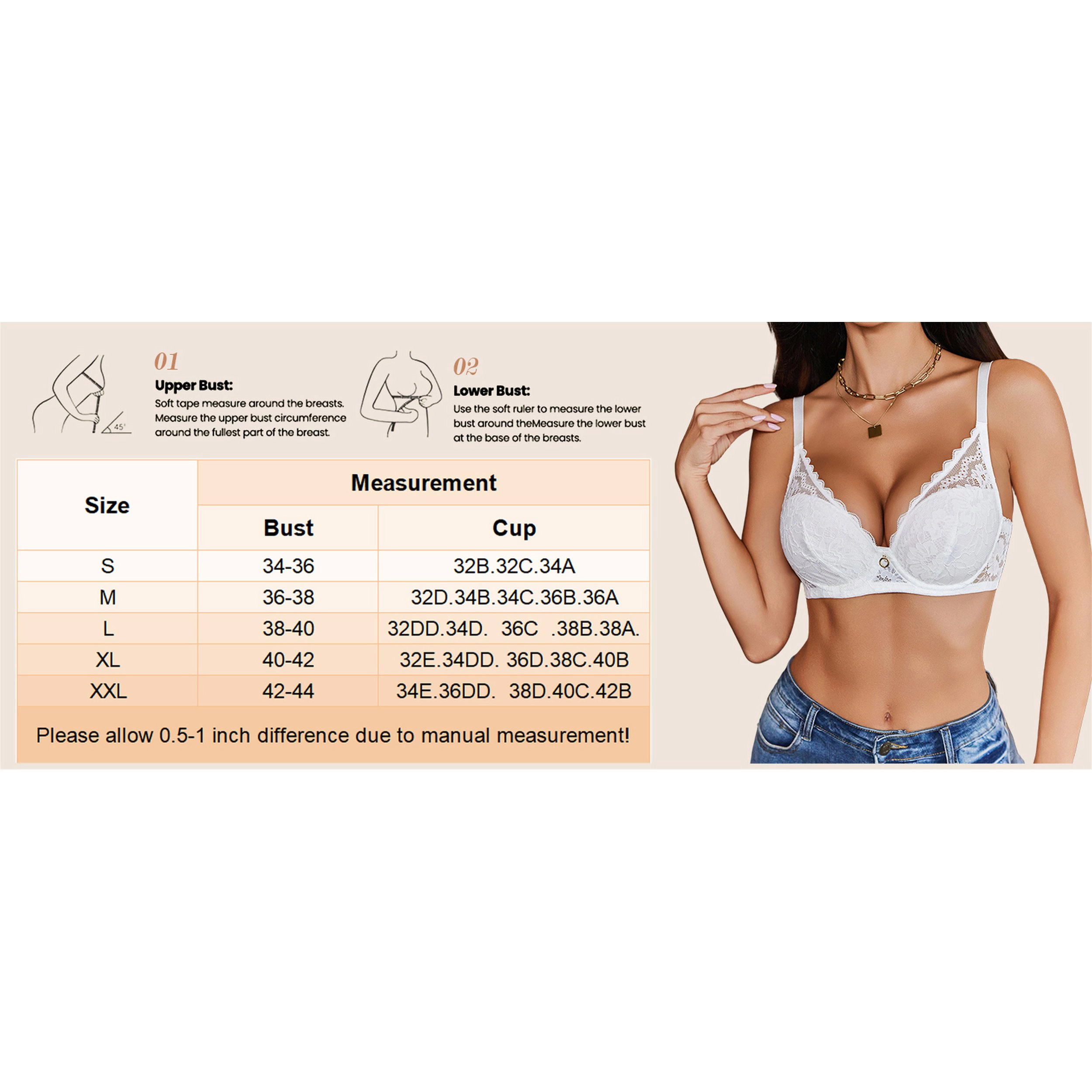 Avidlove Women's Lace Underwire Full Coverage Unpadded Bra