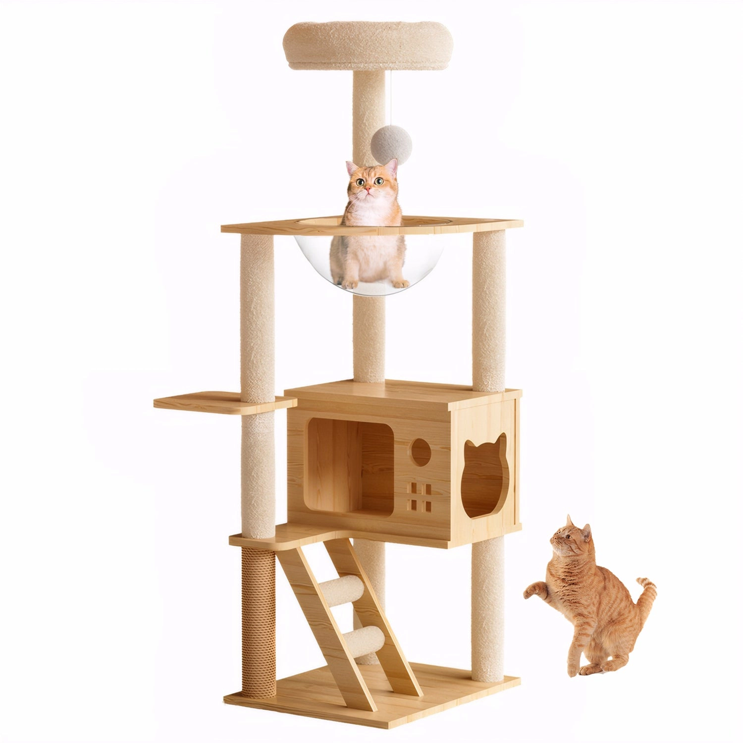 GBruno Modern Wood Multi-Level Cat Tree Tower