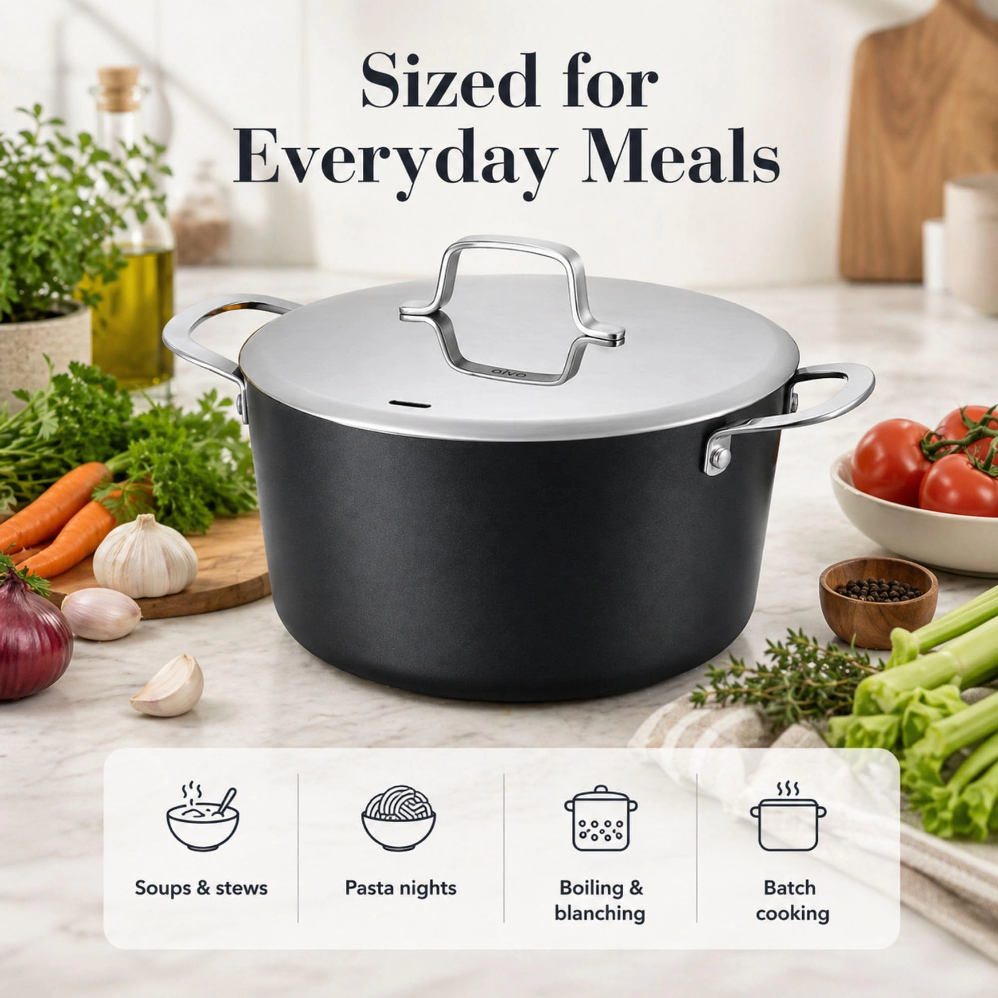 Alva Maestro 4-Piece Ceramic Nonstick Cookware Set - 4 QT Sauté Pan & 4.5 QT Stockpot with Lids