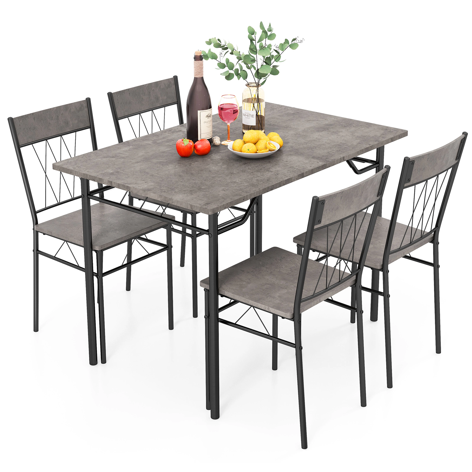 LJG 5-Piece Dining Table Set for 4 with Kitchen Table and 4 Dining Chairs