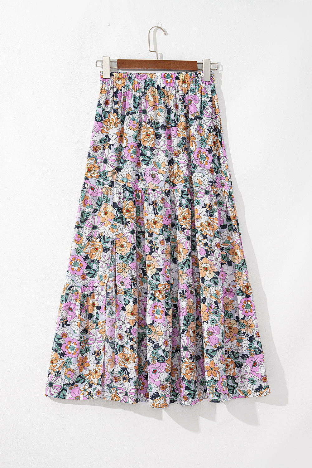 Threaded Pear Women's Amira Print Tiered Maxi Skirt