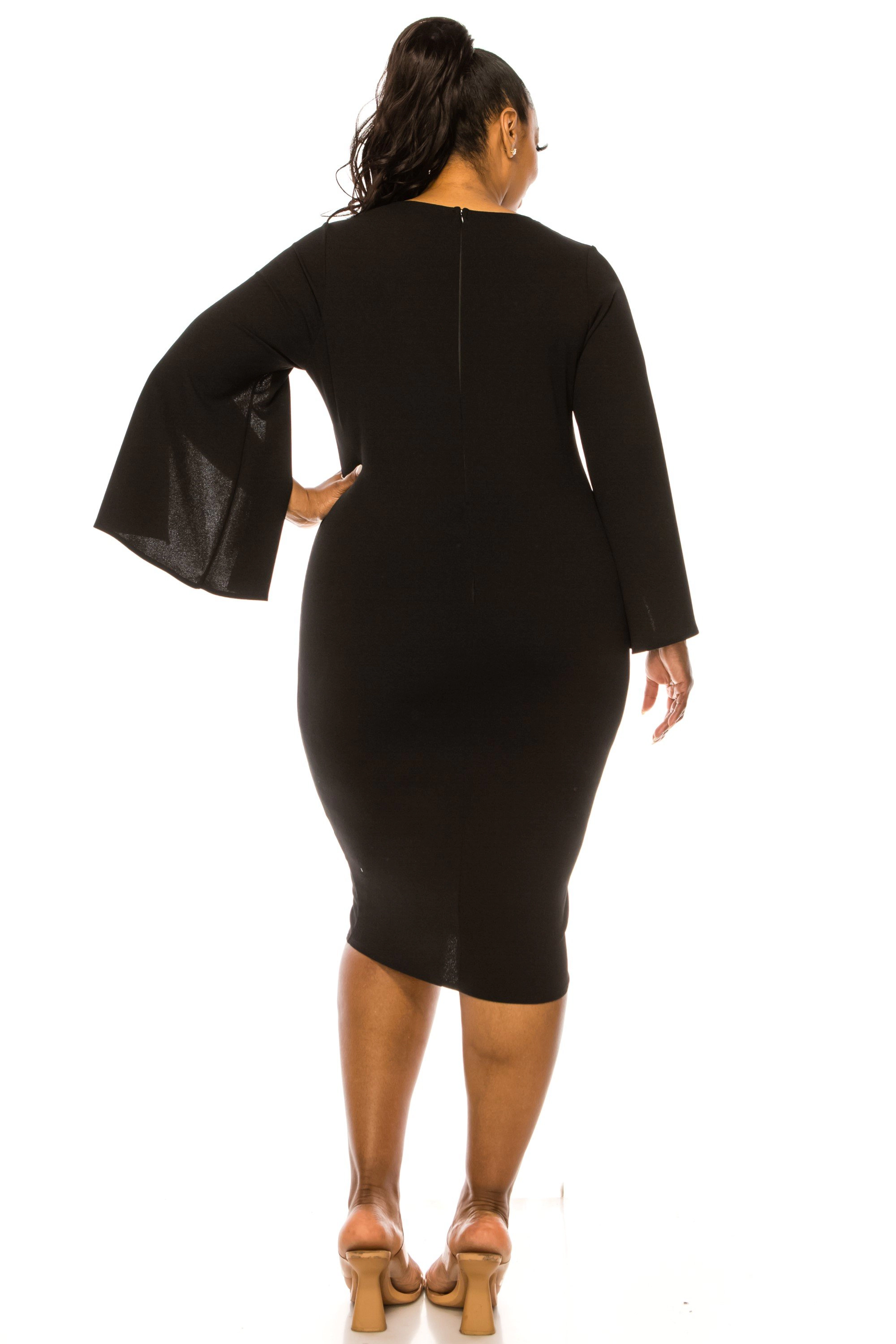 L I V D Women's Plus Clementine Slit Sleeve Dress