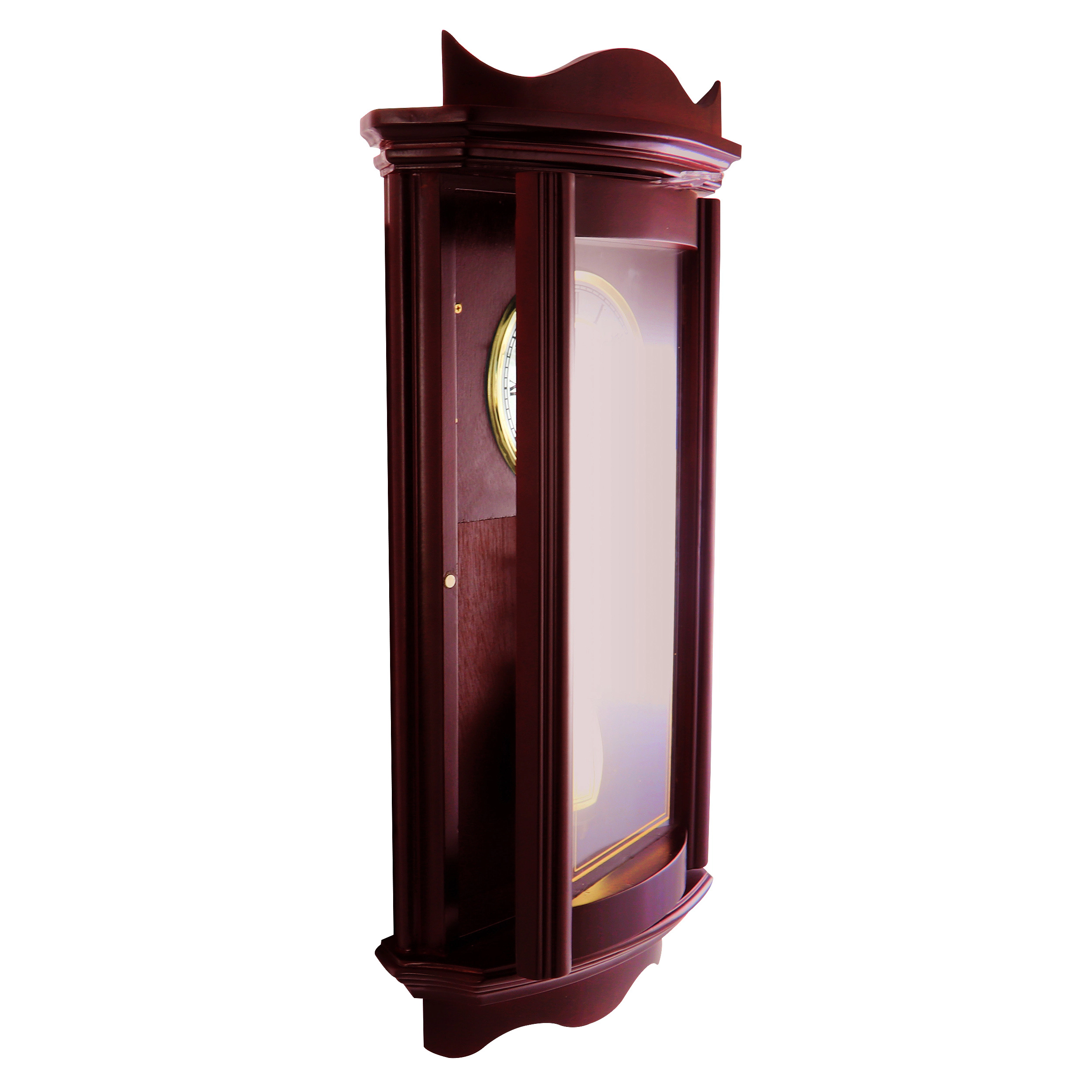 Bedford Clock Collection Weathered Chocolate Cherry Wood 25 Inch Wall Clock with Pendulum