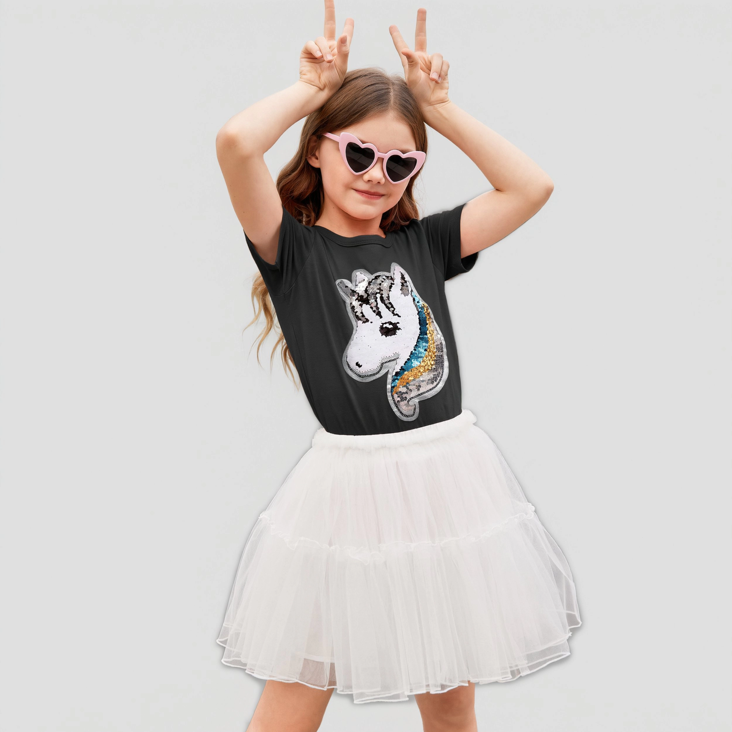 Arshiner Girls Unicorn Shirts Short Sleeve Flip Sequin T-Shirt Tops