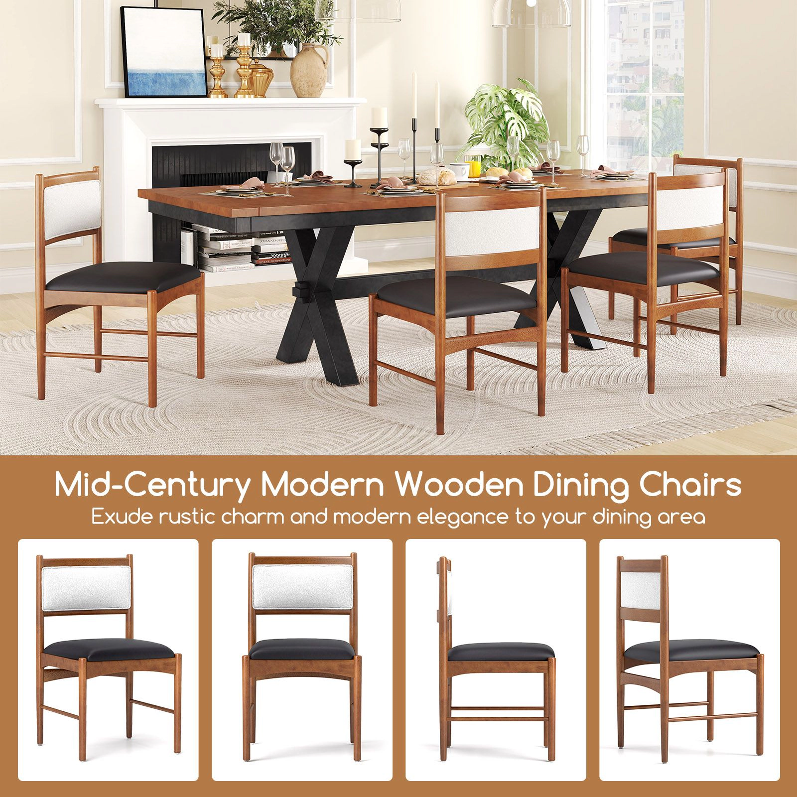 SlickBlue Modern Dining Chairs Set of 2, Leathaire Upholstered Chairs