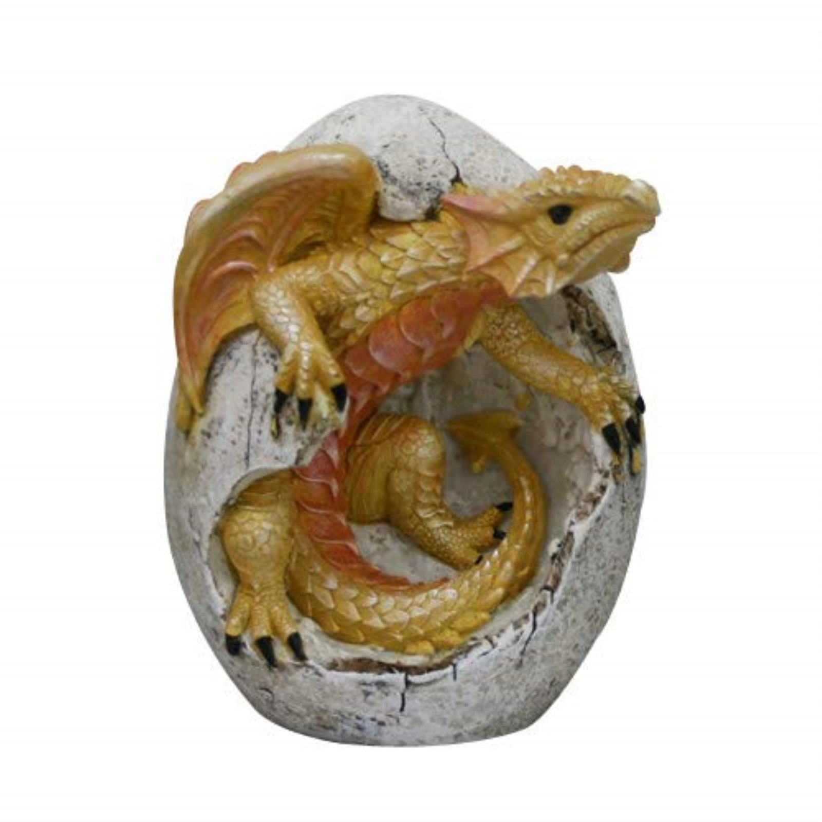 Pacific Giftware Yellow Dragon Hatchling in Egg Casing Statue Figurine 4.75 inch