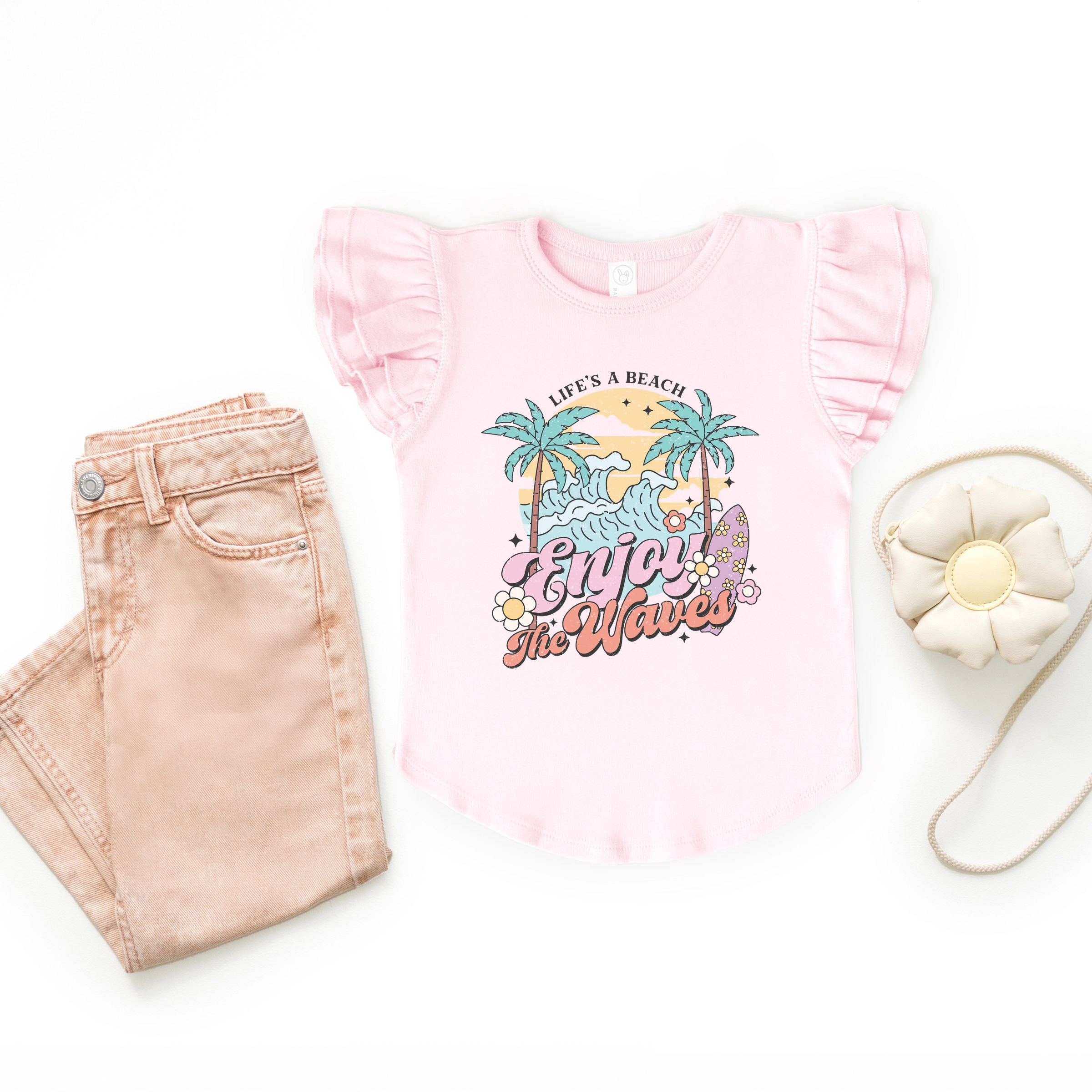 The Juniper Shop - Life's A Beach Wave Flutter Sleeve Graphic T-Shirt