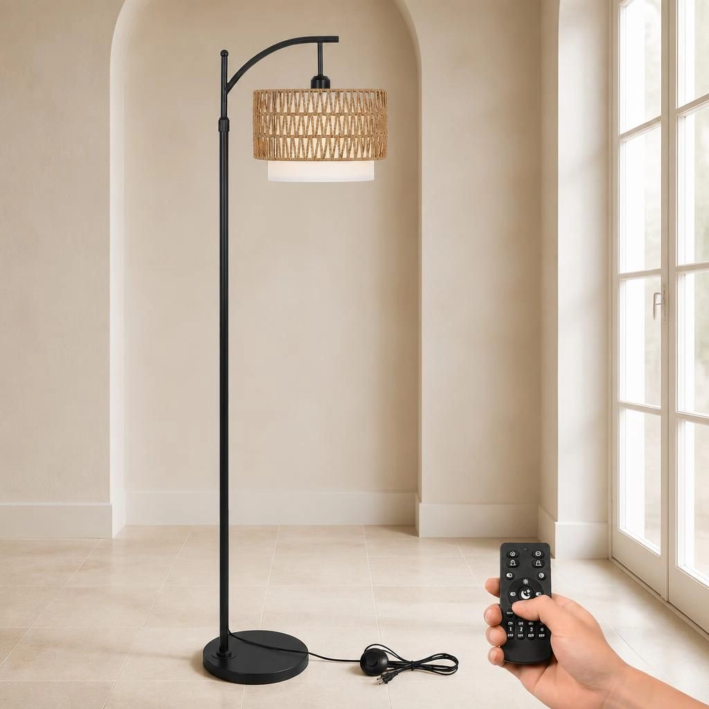 ELEMENT ACE Woven Rattan Metal Flush Mount Ceiling Light