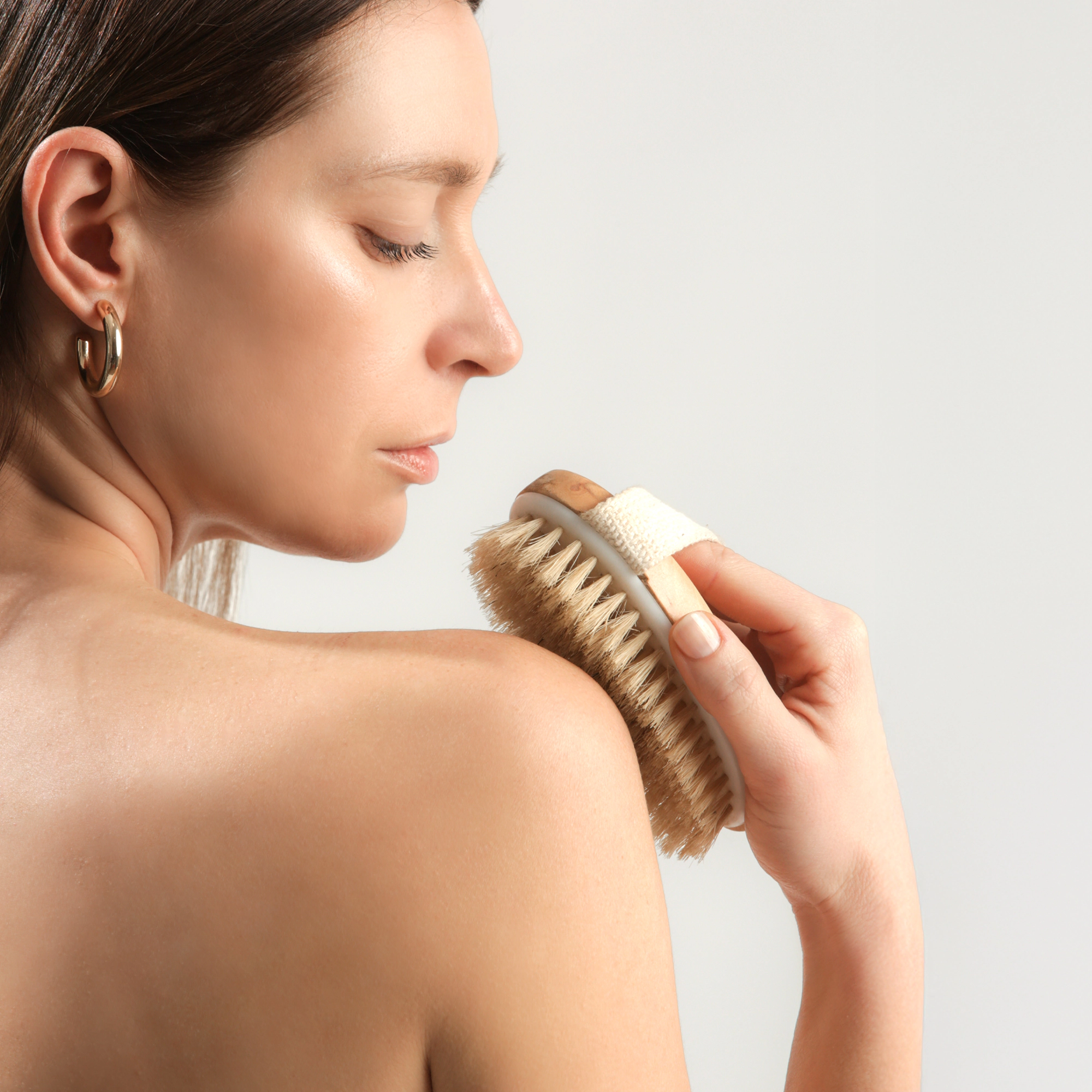 Cheer Collection 2-Pack Natural Bristle Exfoliating Body Brushes with Hand Straps, Wet or Dry