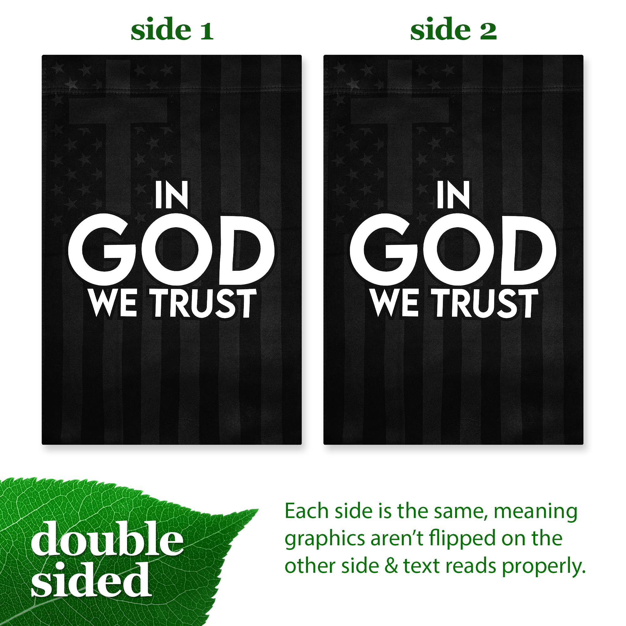 G128 "In God We Trust" Patriotic Double-Sided Garden Flag 12x18 in