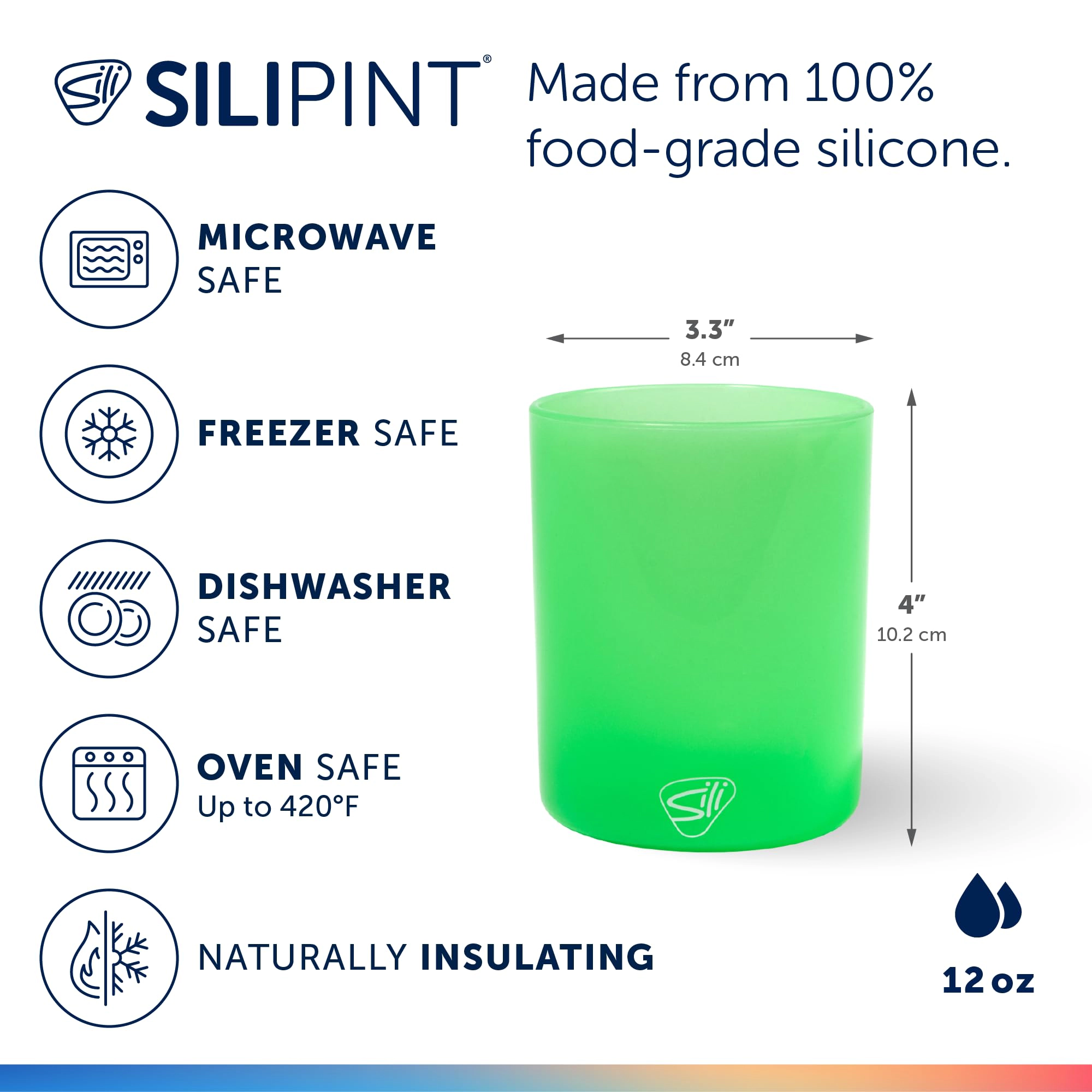 Silipint Silicone 12 oz Glow In The Dark Rocks Glass
